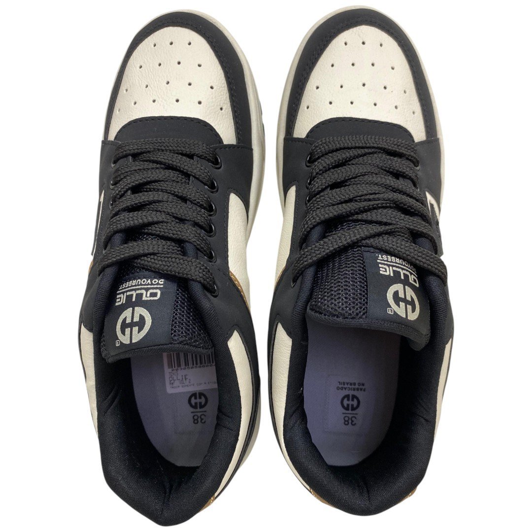 Tênis Casual Skate Masculino Ollie Volt 2 Confortável Leve Bege/Preto 4