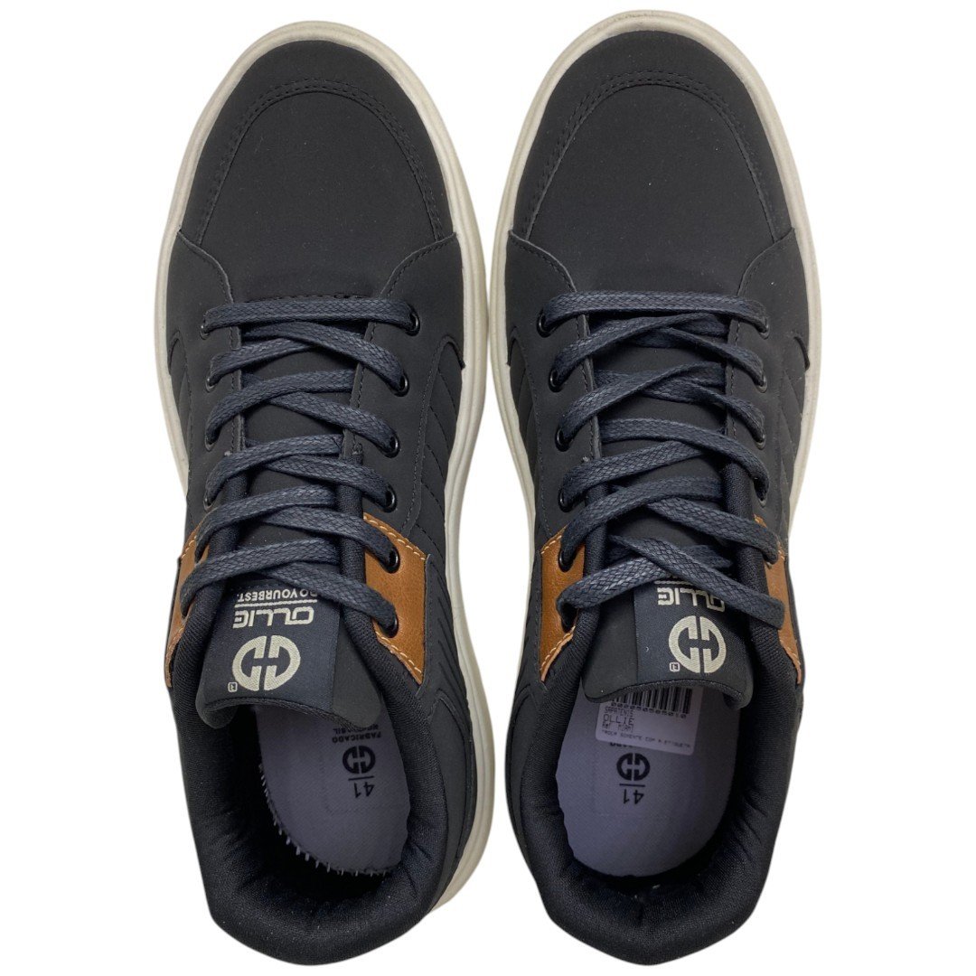 Sapatênis Casual Masculino Ollie Miami 2 Confortável Leve Preto 4