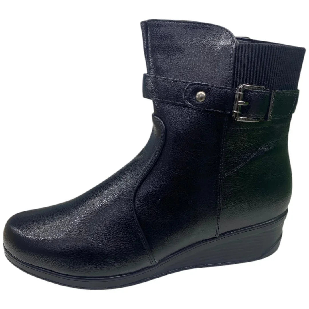 Bota Casual Feminina Mooncity Anabela Cano Curto Confortável Preto 3