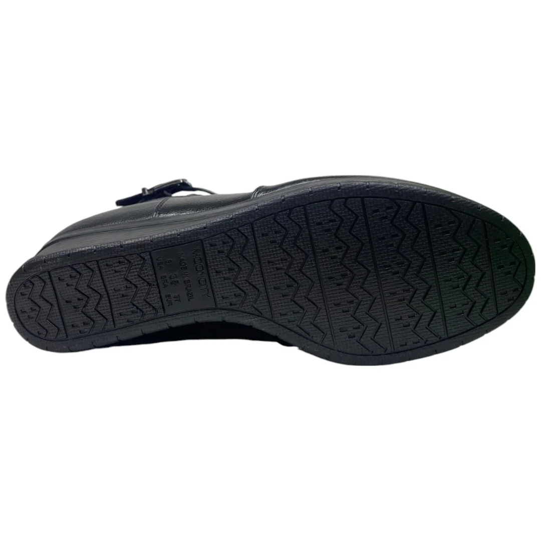 Bota Casual Feminina Mooncity Anabela Cano Curto Confortável Preto 5