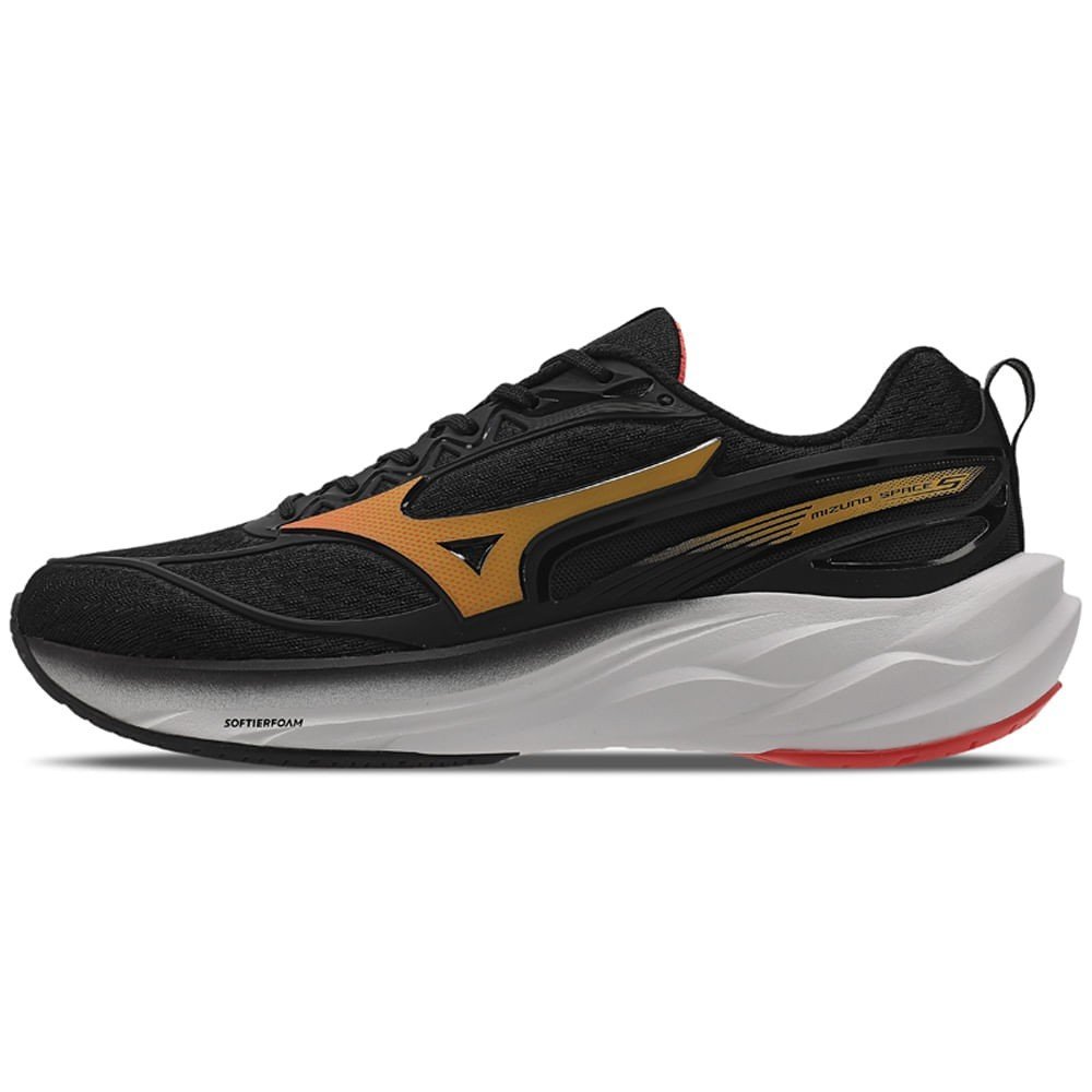 Tênis Esporte Masculino Mizuno Space 5 Original Confortável Preto/Laranja 2