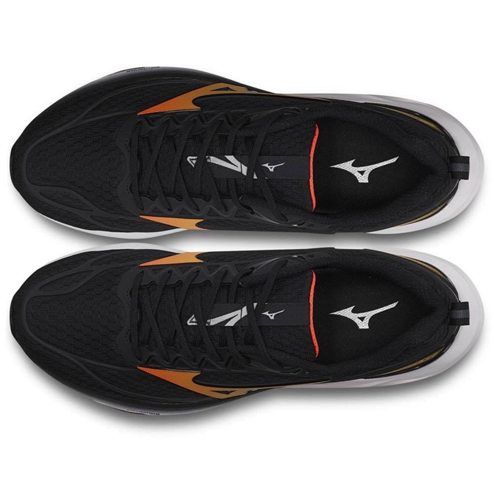 Tênis Esporte Masculino Mizuno Space 5 Original Confortável Preto/Laranja 3
