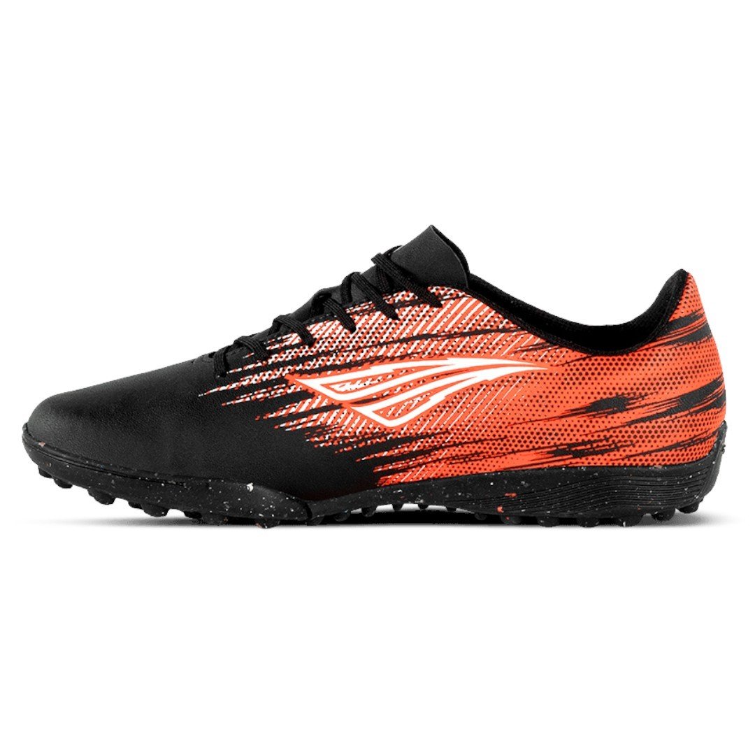 Chuteira Society Adulto Penalty Tornado Fut Grama Sintética Preto/Laranja 2