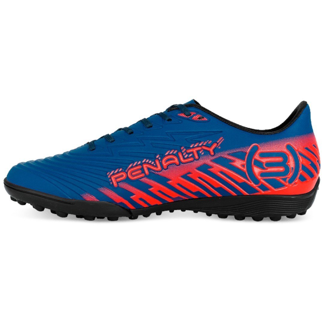 Chuteira Society Adulto Penalty Bravo Fut Grama Sintética Azul Marinho/Laranja 2