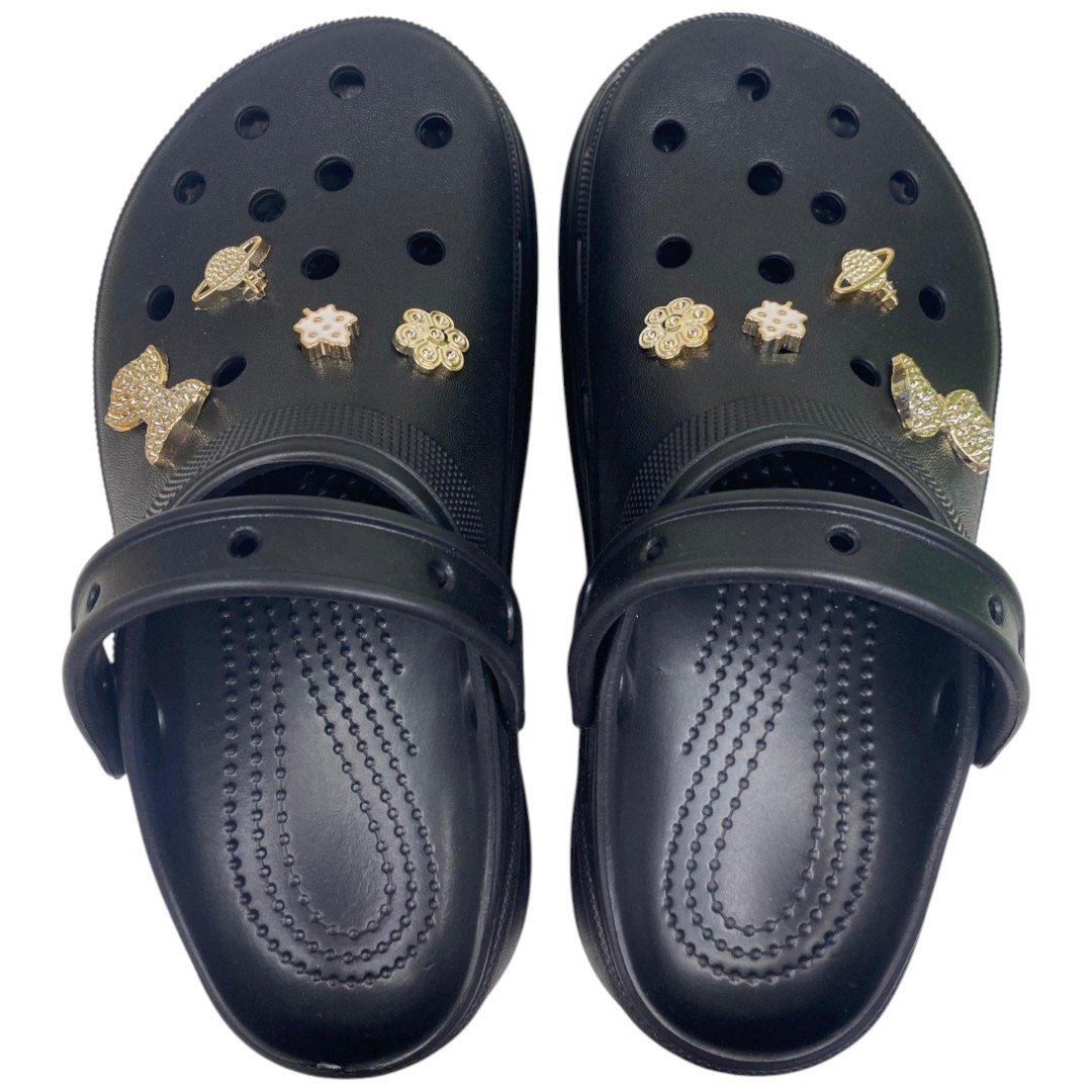 Sandália Babuche Feminina Plataforma Com Apliques Removíveis Preto 4