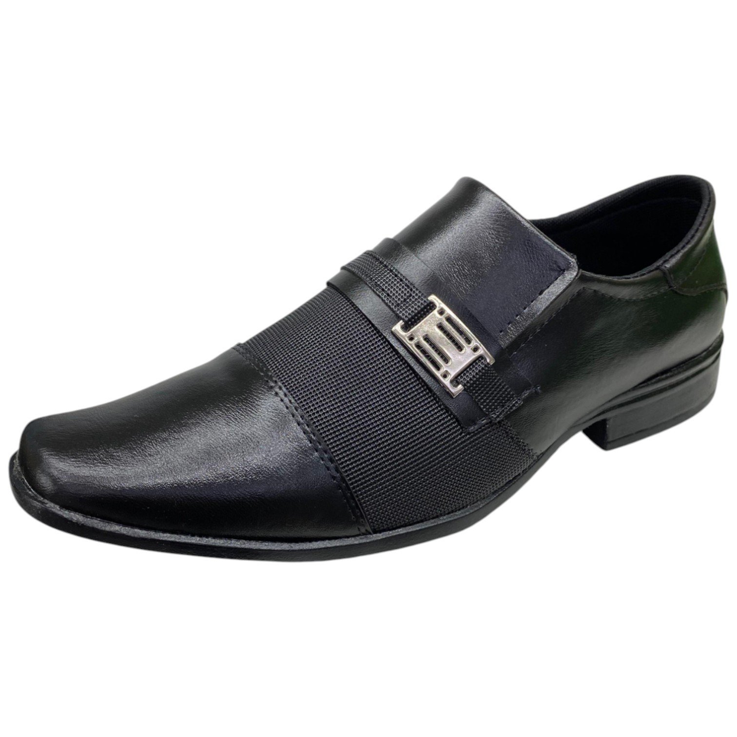 Sapato Social Masculino Sem Cadarço Com Fivela Texturizado Preto 2