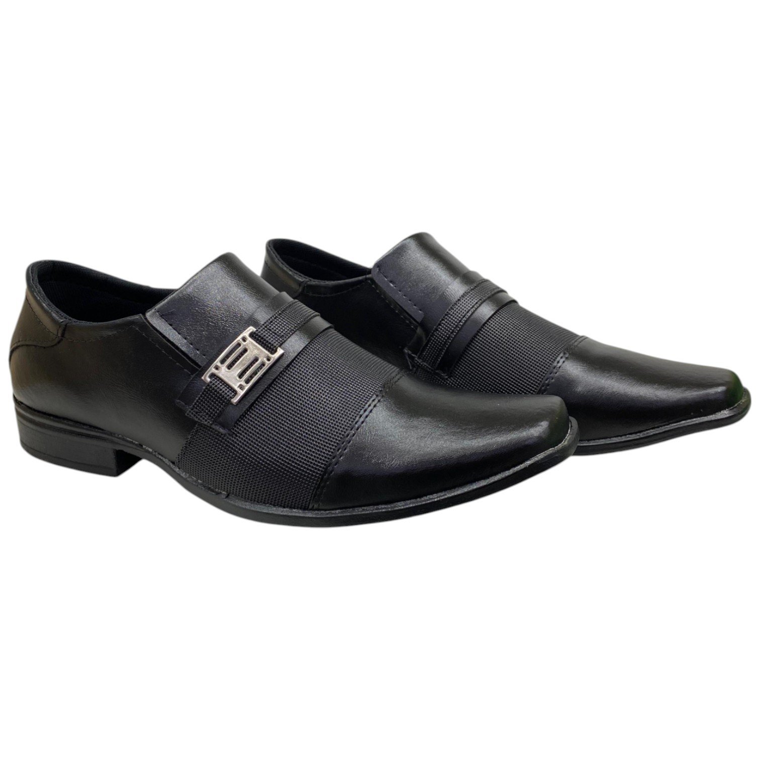 Sapato Social Masculino Sem Cadarço Com Fivela Texturizado Preto 3