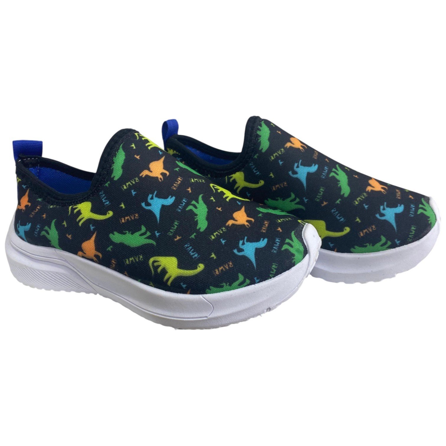 Tênis Casual Infantil Slip On Calce Fácil Estampa Dinossauro Preto 2