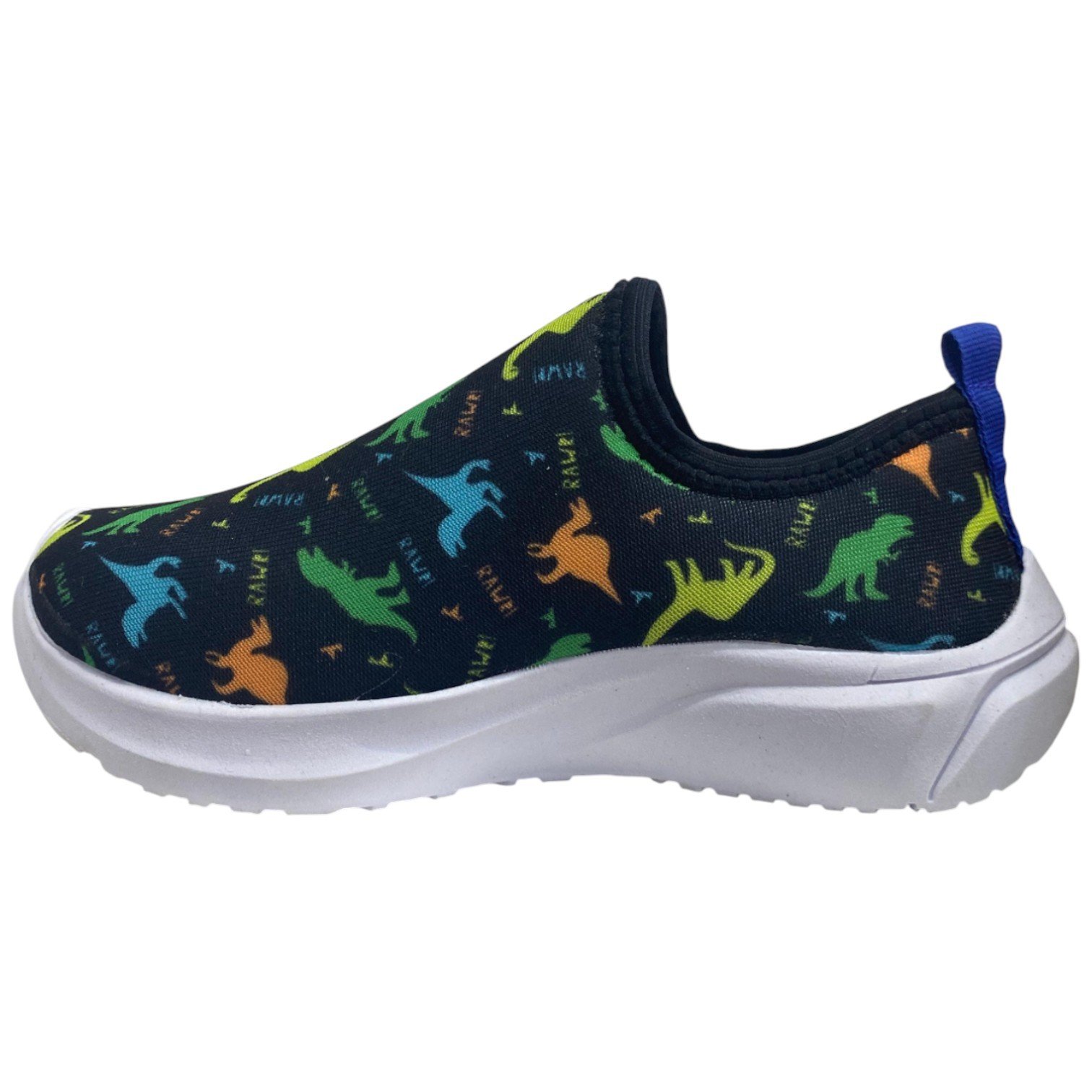Tênis Casual Infantil Slip On Calce Fácil Estampa Dinossauro Preto 3