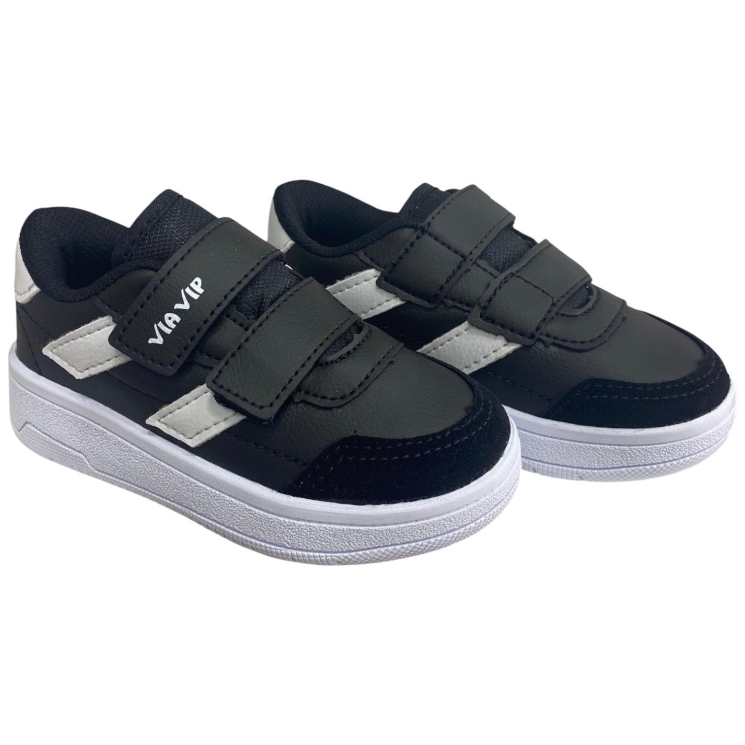 Tênis Casual Infantil Crianças Moda Street Calce Fácil Kids Preto/Branco 2