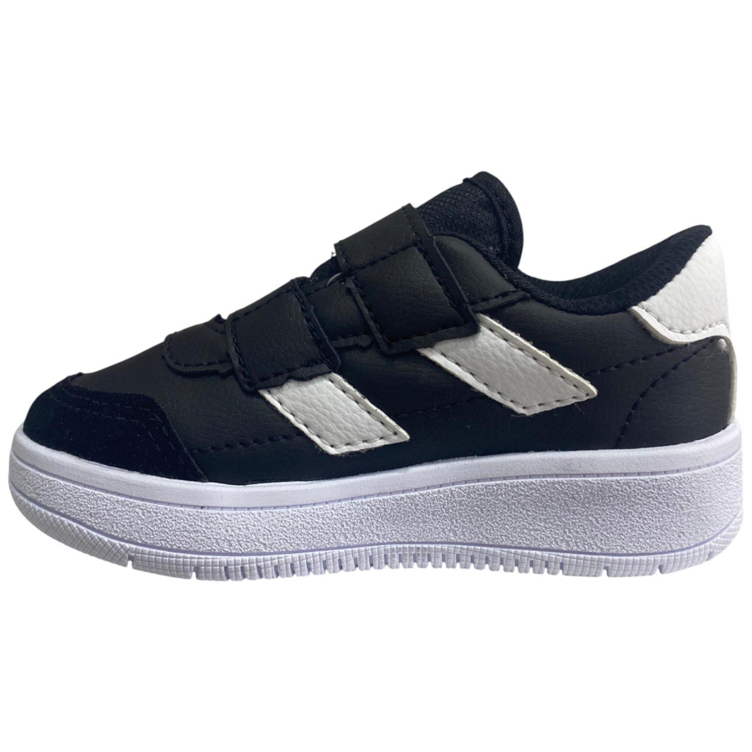 Tênis Casual Infantil Crianças Moda Street Calce Fácil Kids Preto/Branco 3