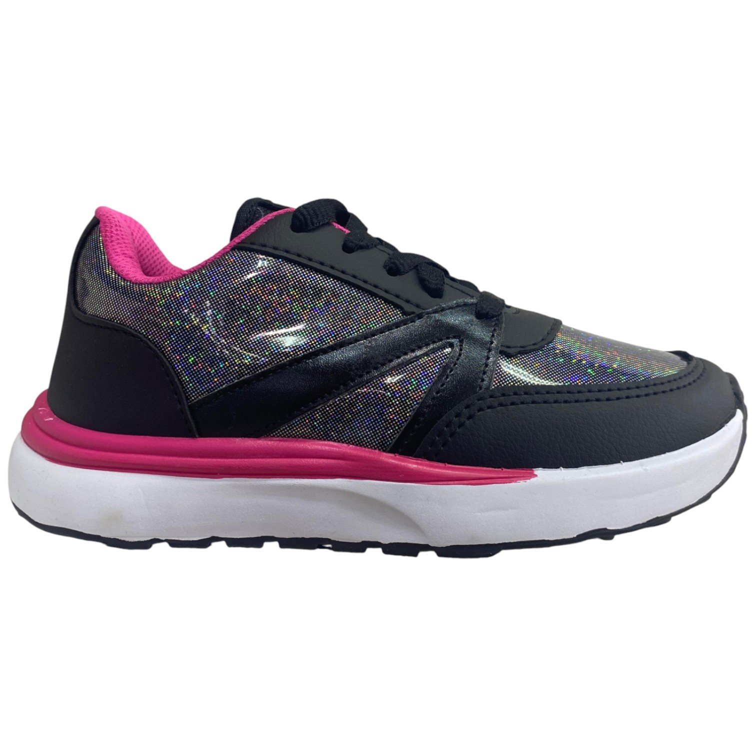Tênis Casual Infantil Menina Com Detalhe Brilhante Colorido