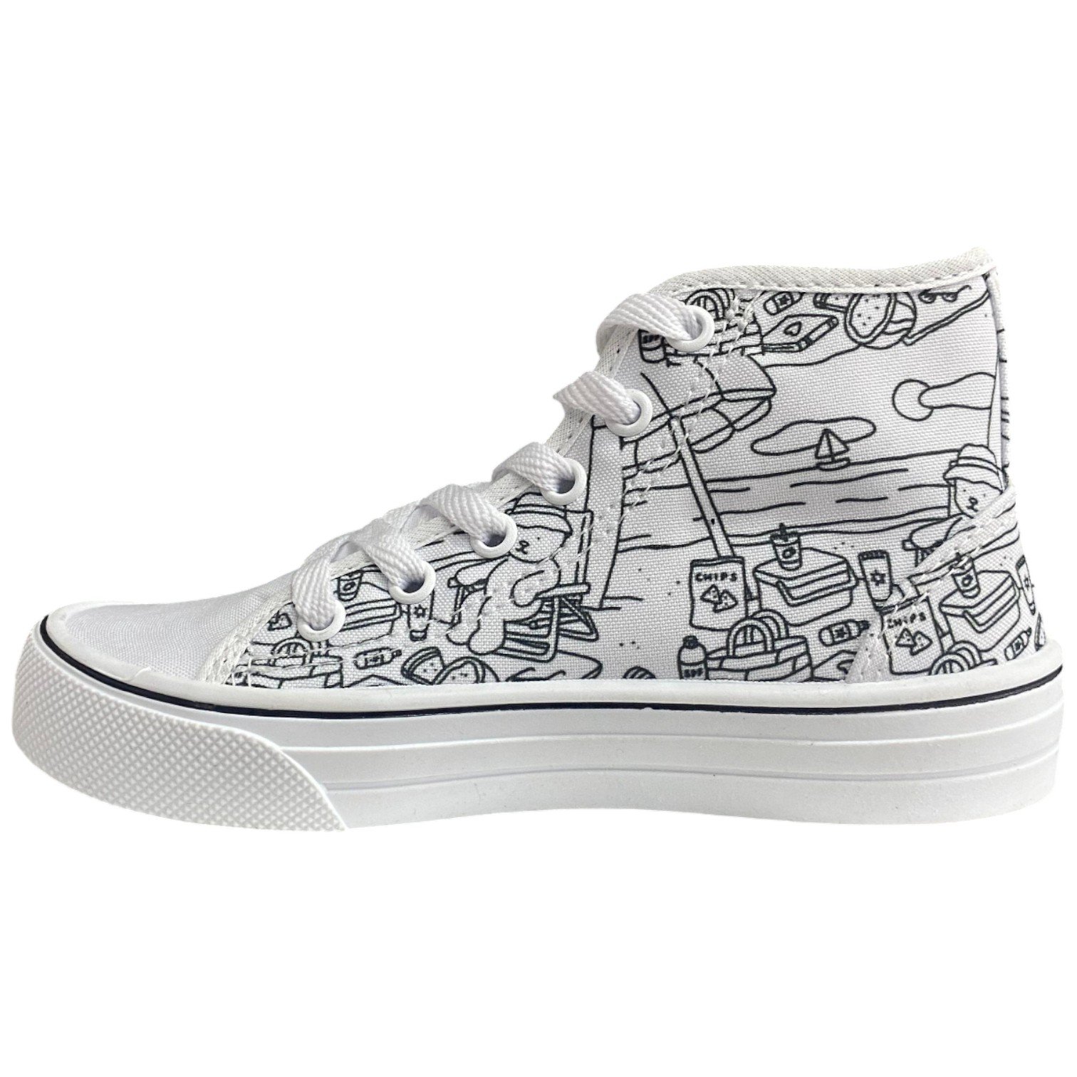 Tênis Casual Infantil Bobbie Goods Para Colorir Pintar Branco 3