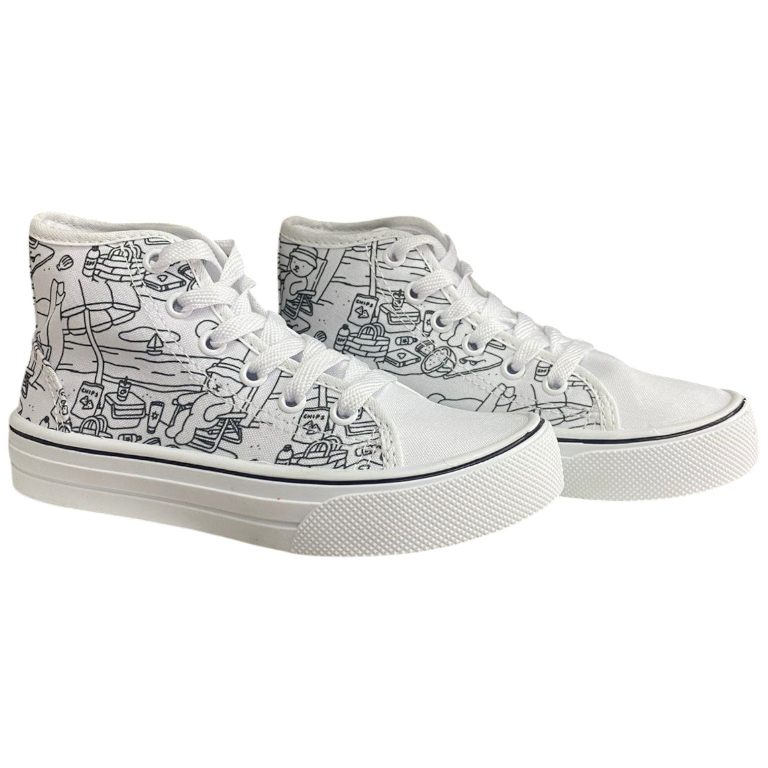 Tênis Casual Infantil Bobbie Goods Para Colorir Pintar Branco 2