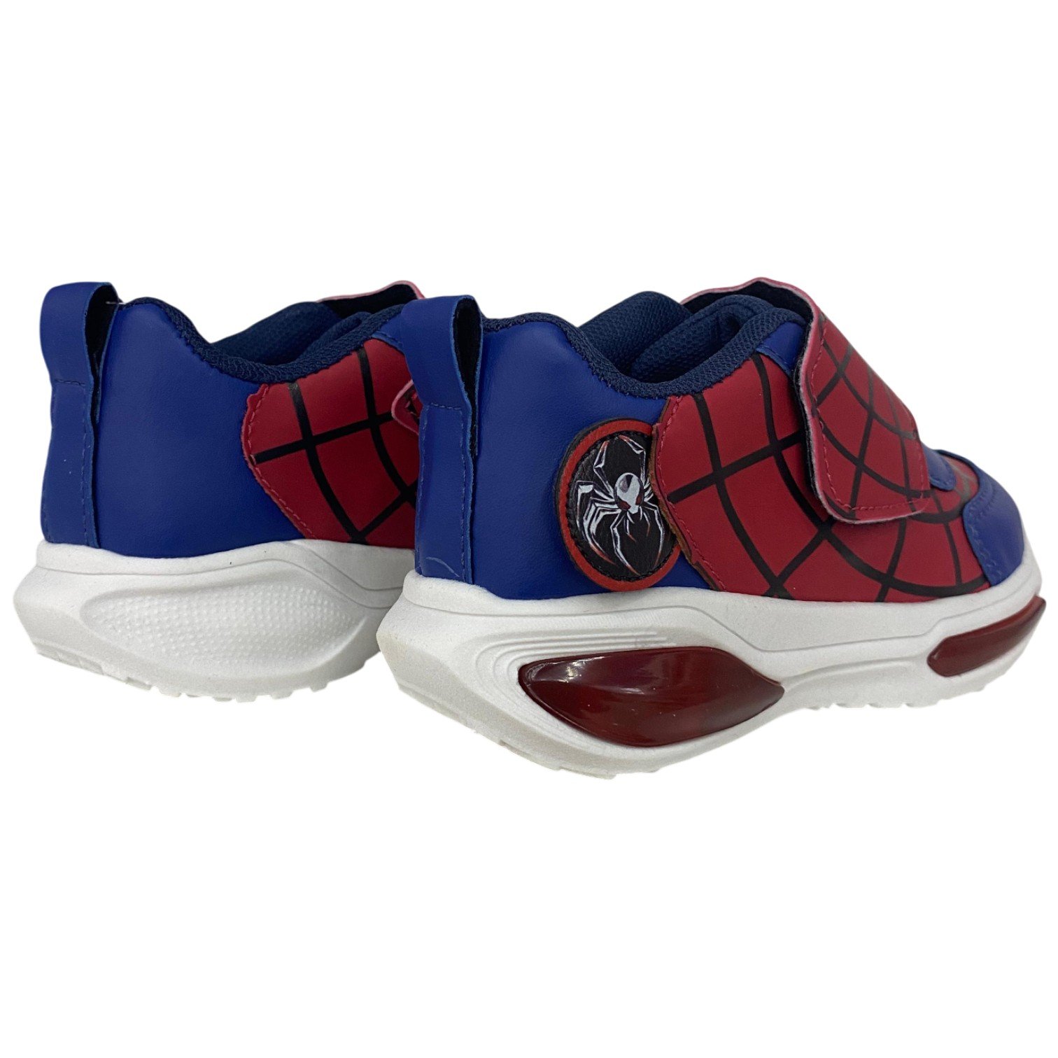 Tênis Casual Infantil Mini Pé Que Brilha Com Led Calce Fácil Azul/Vermelho 4