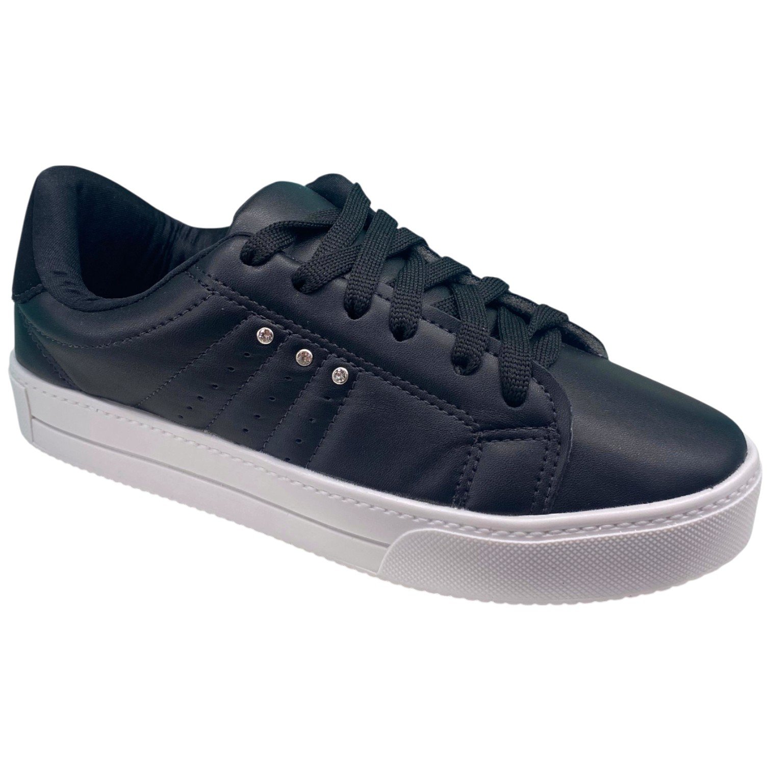 Tênis Casual Feminino Sola Reta Skynner Leve Confortável Preto 2