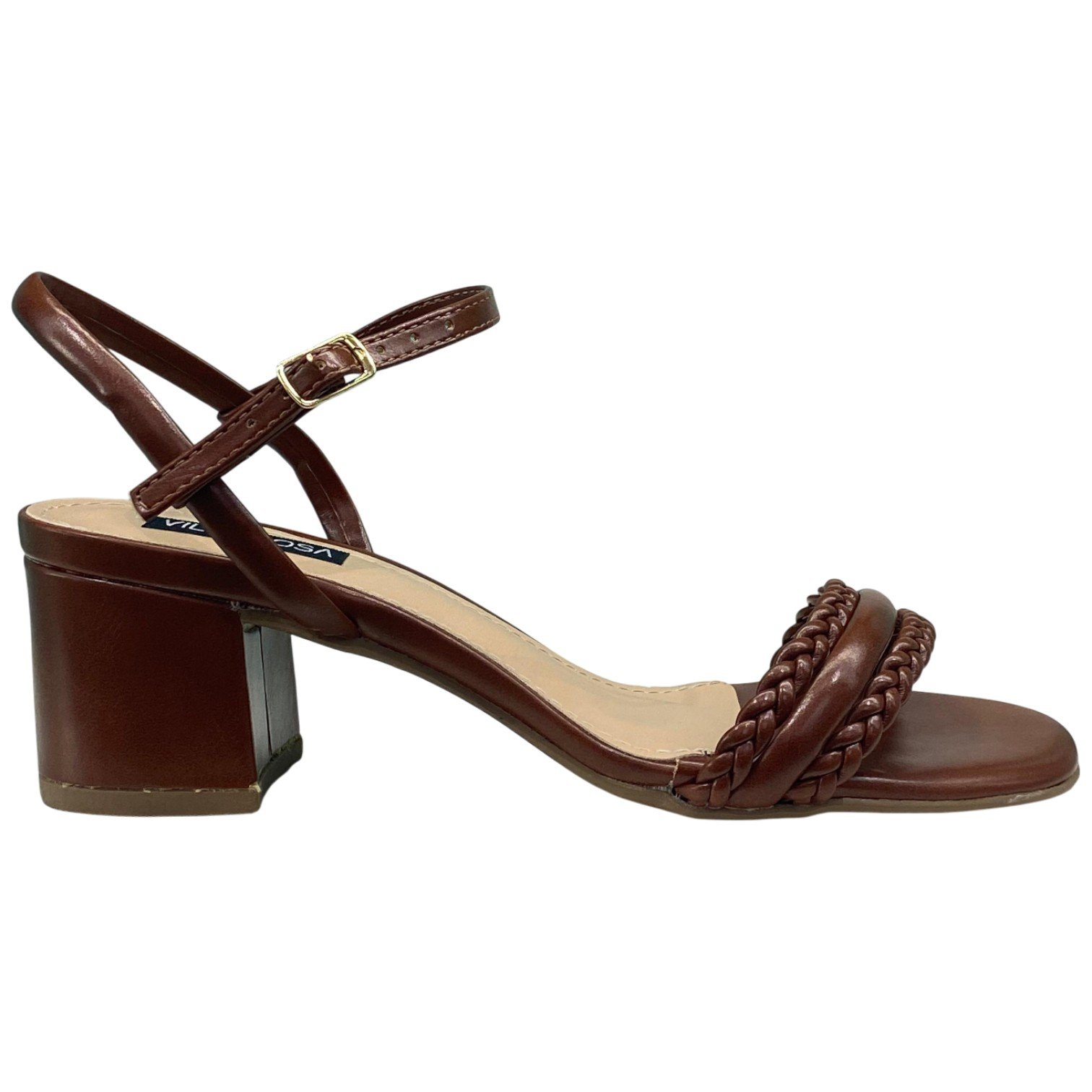 Sandália Casual Feminina Salto Alto Villa Rosa Trançada