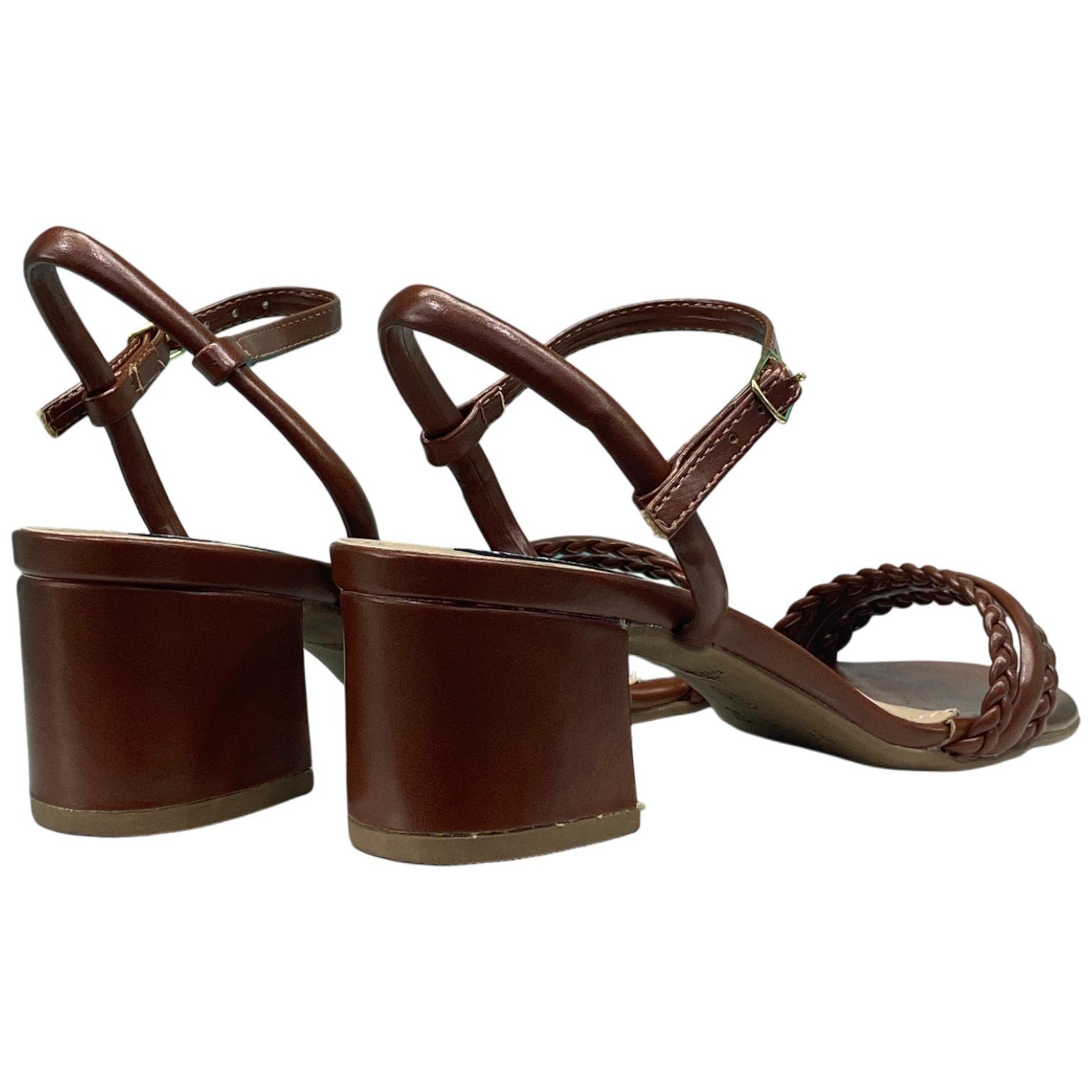 Sandália Casual Feminina Salto Alto Villa Rosa Trançada Marrom 5