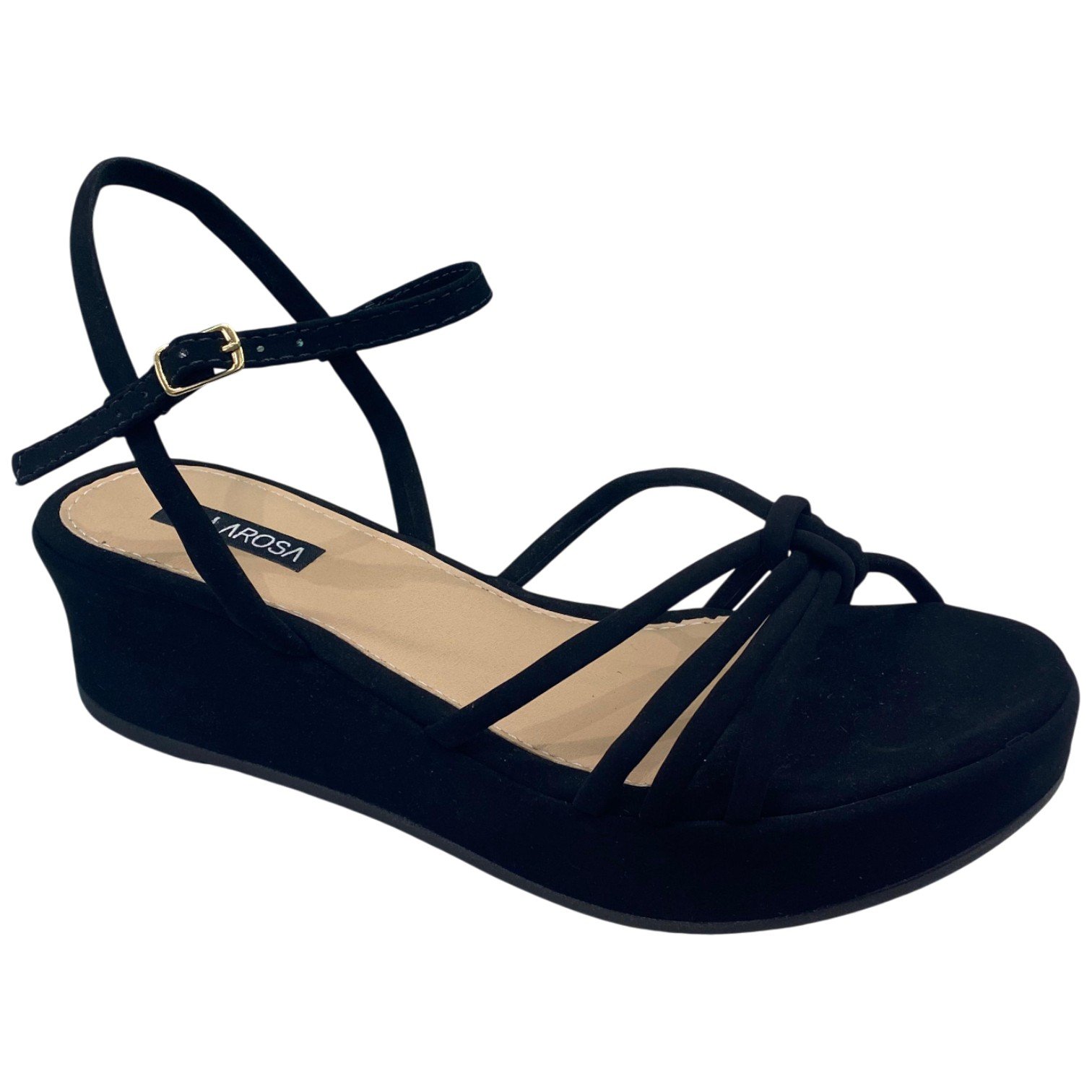 Sandália Casual Feminina Plataforma Villa Rosa Tiras Flat Preto 2
