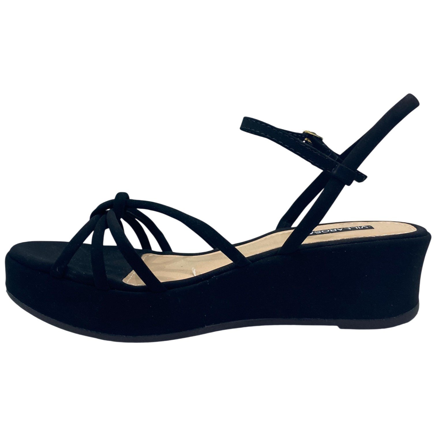 Sandália Casual Feminina Plataforma Villa Rosa Tiras Flat Preto 3