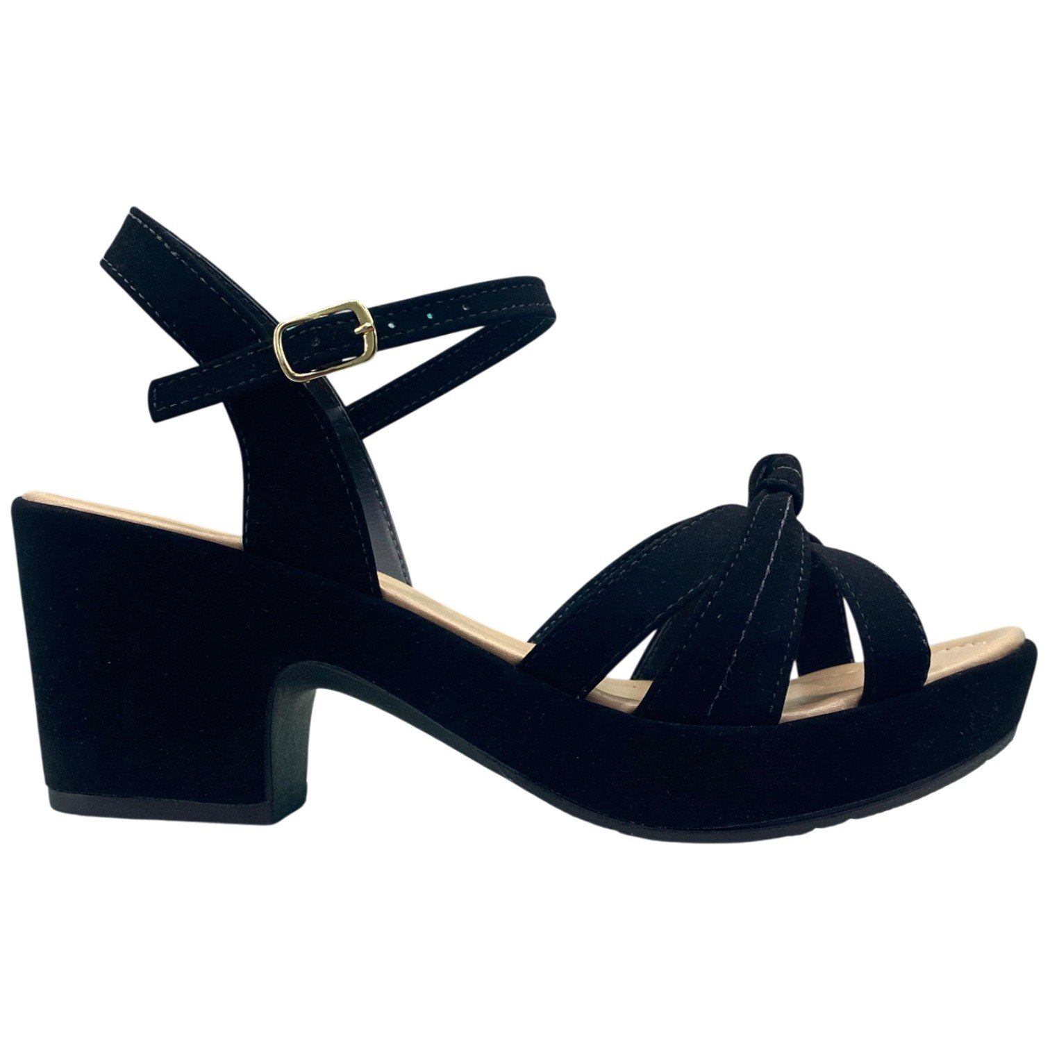 Sandália Casual Feminina Villa Rosa Salto Alto Grosso Com Nó