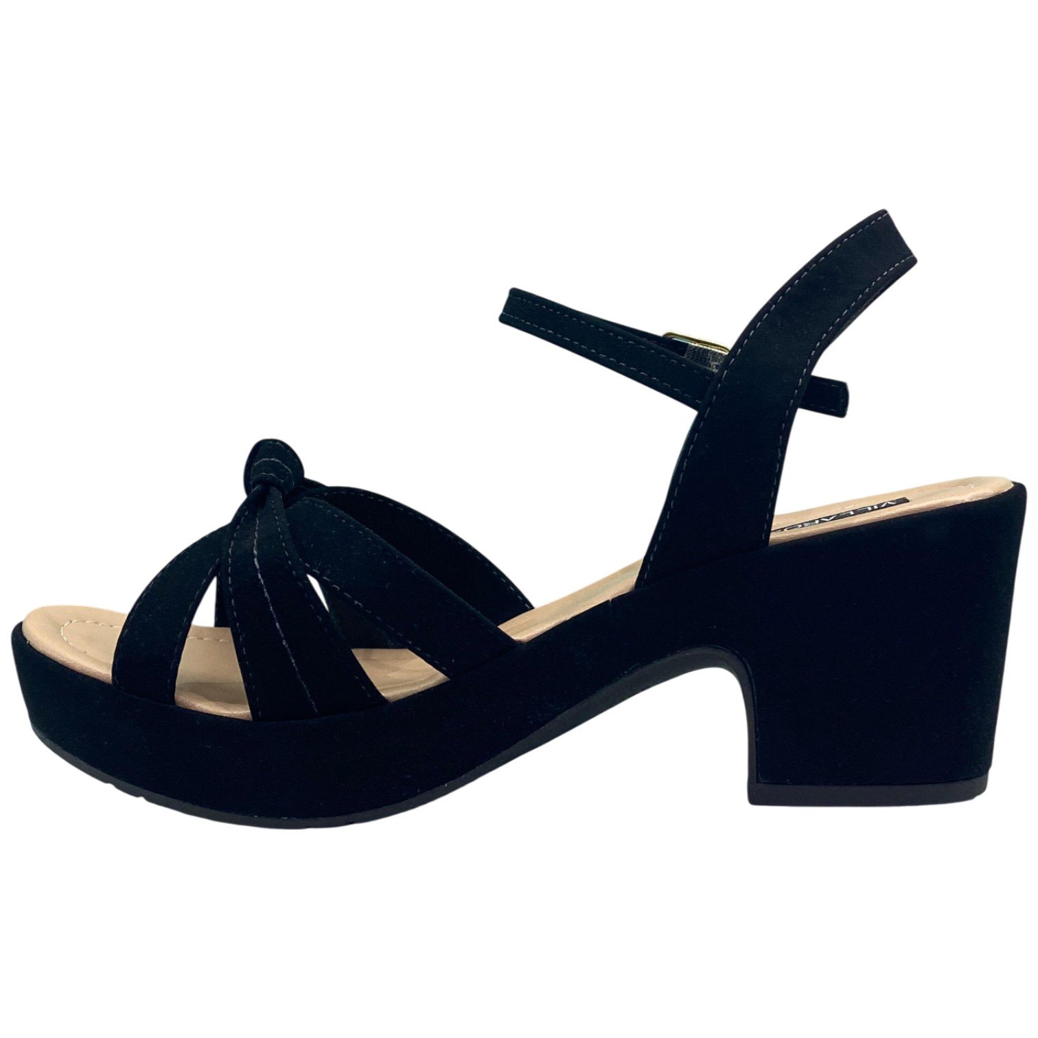 Sandália Casual Feminina Villa Rosa Salto Alto Grosso Com Nó Preto 4