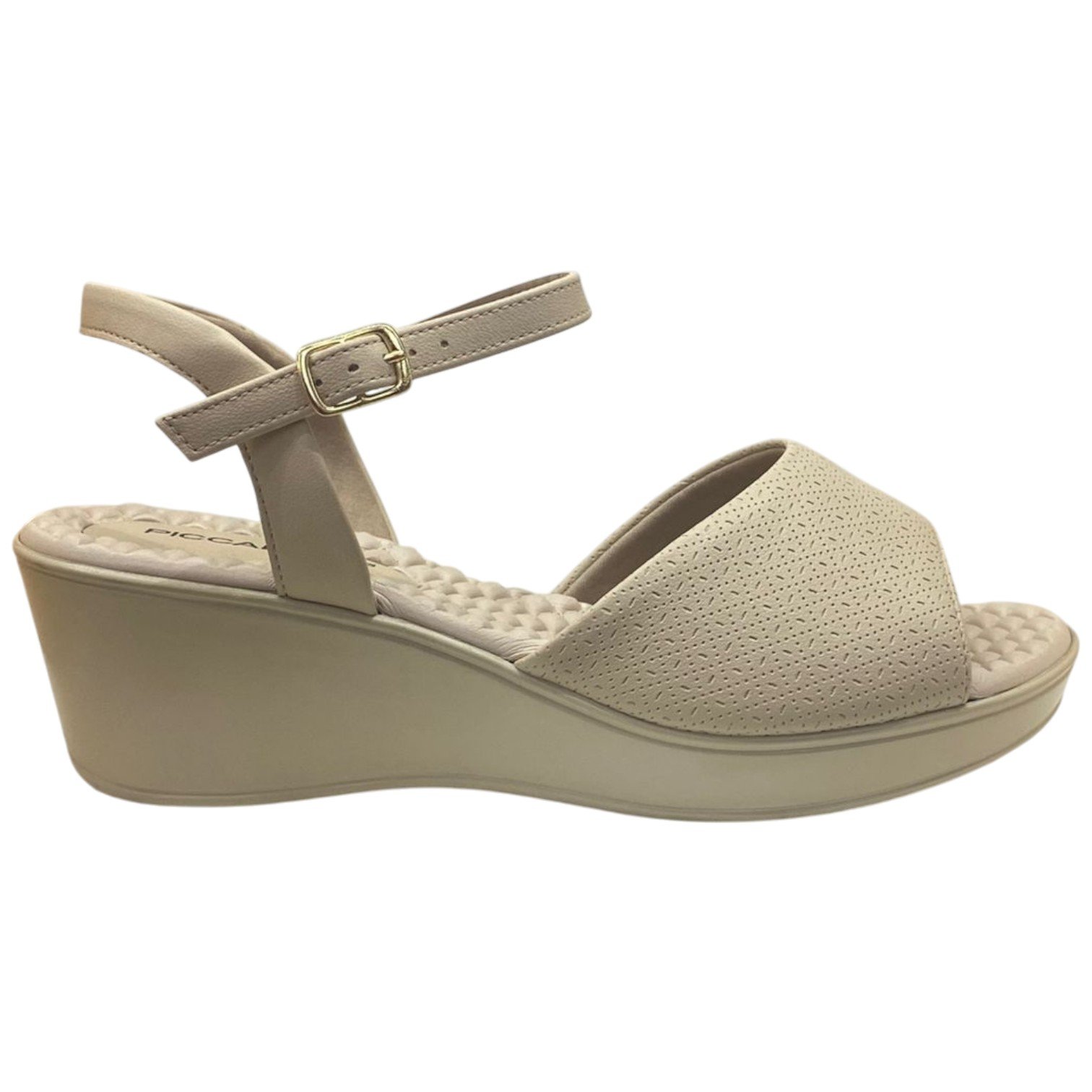 Sandália Casual Feminina Piccadilly Salto Anabela Ortopédica