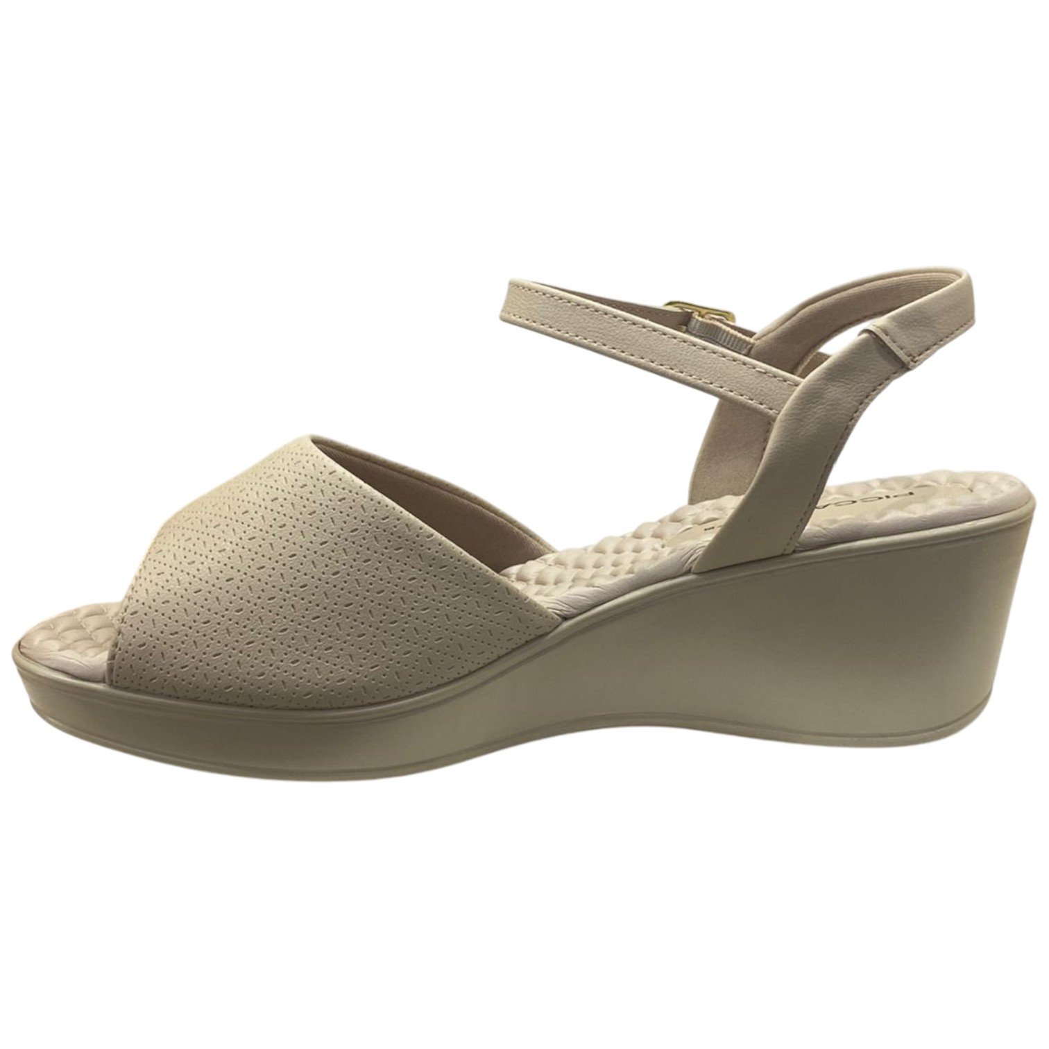 Sandália Casual Feminina Piccadilly Salto Anabela Ortopédica Creme 3