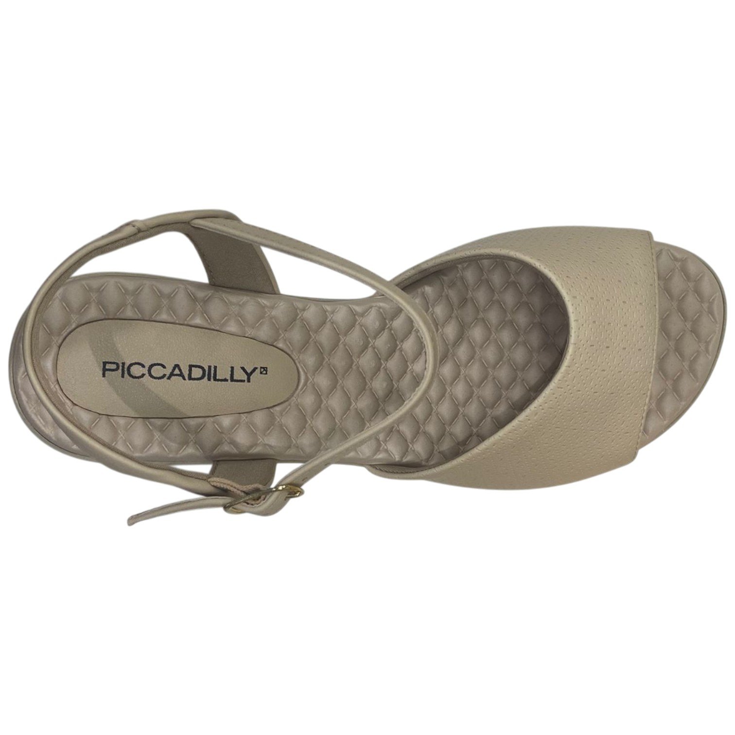 Sandália Casual Feminina Piccadilly Salto Anabela Ortopédica Creme 5