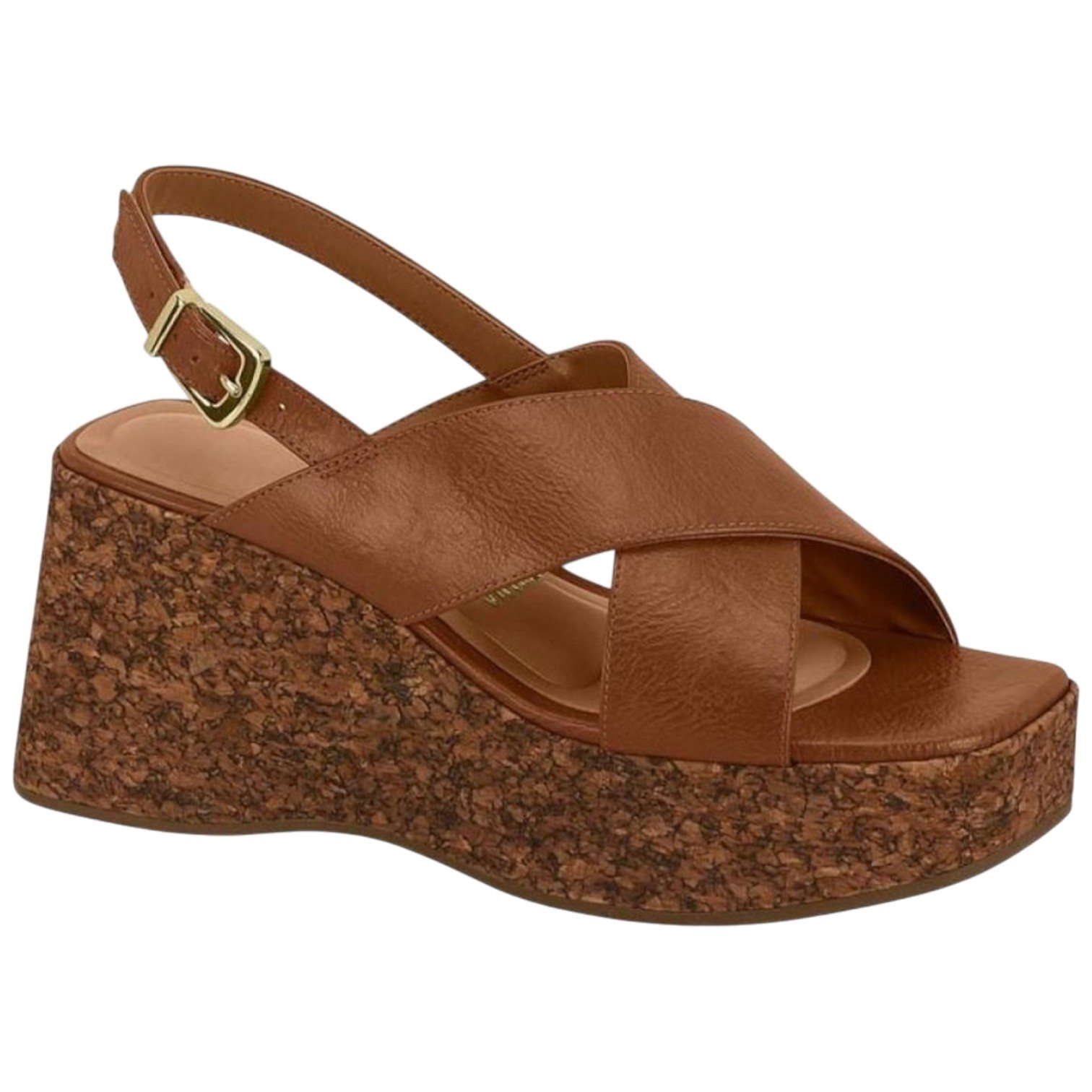 Sandália Casual Feminina Vizzano Salto Anabela Plataforma Marrom 1