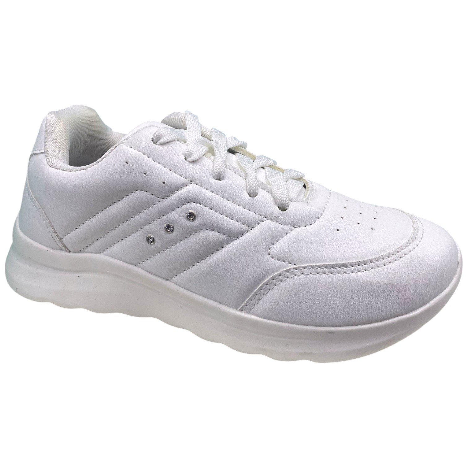 Tênis Casual Feminino Confortável Strass Dia A Dia Skynner Branco 2