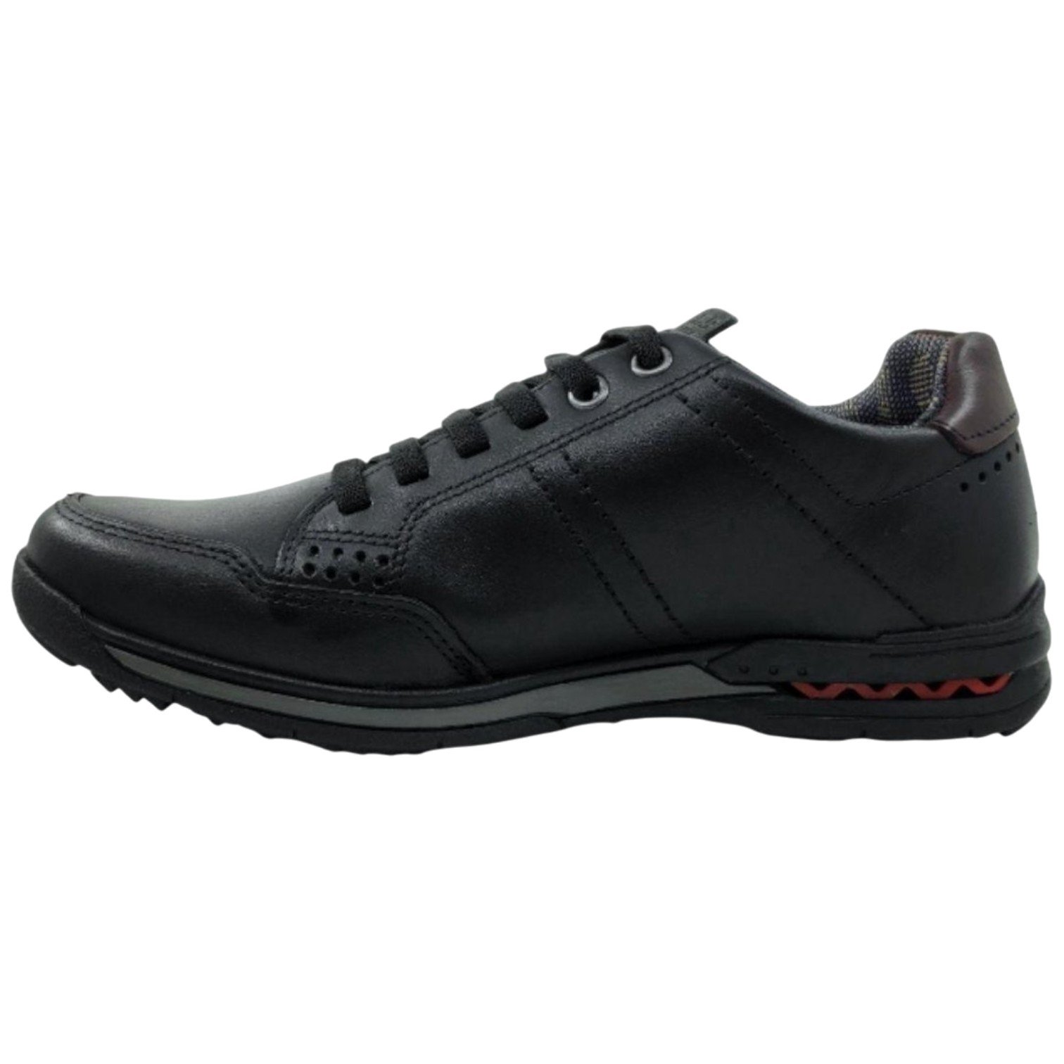 Sapatênis Casual Masculino Pegada Calce Fácil Couro Legitimo Preto 2