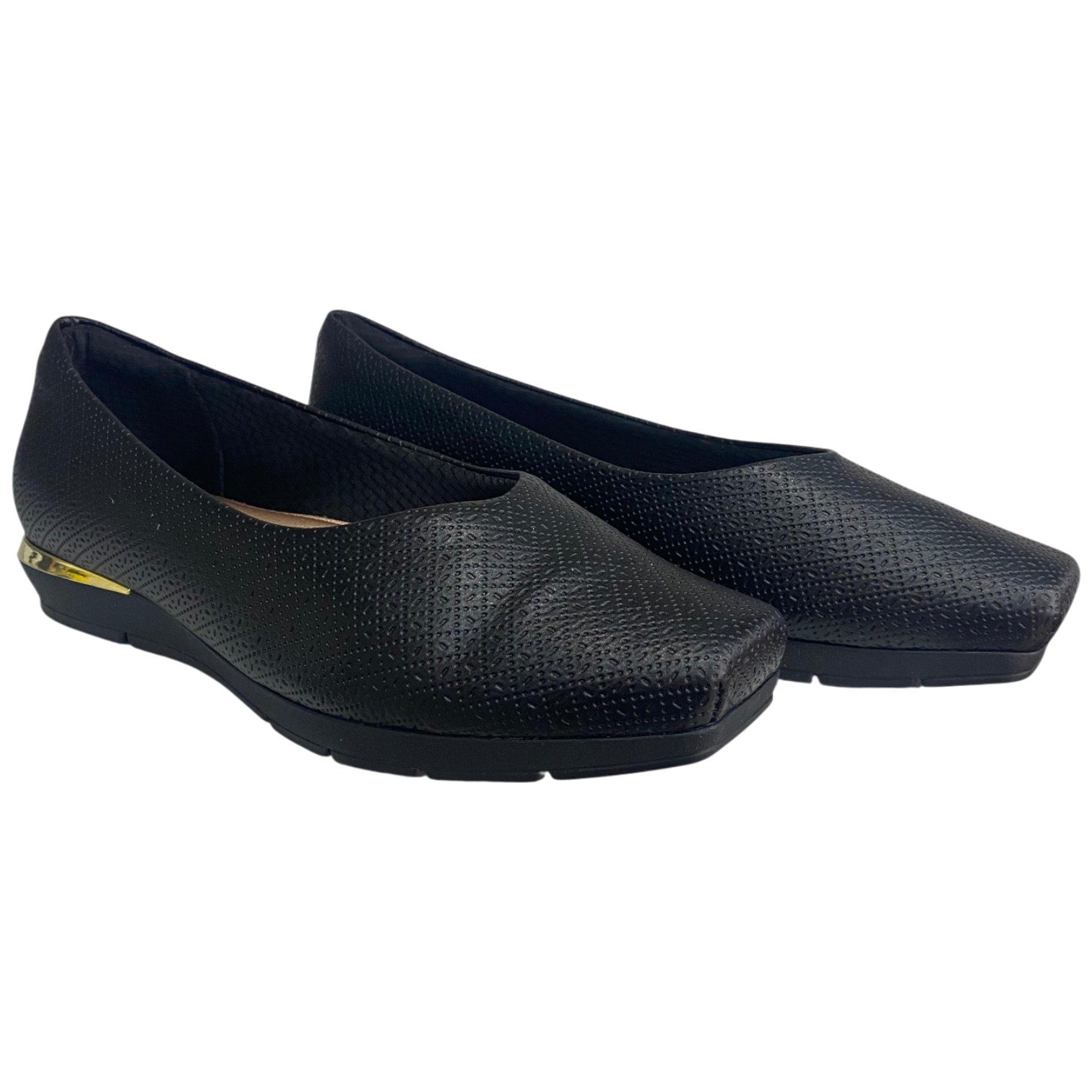 Sapato Casual Feminino Salto Anabela Baixo Piccadilly Maxi Preto 3