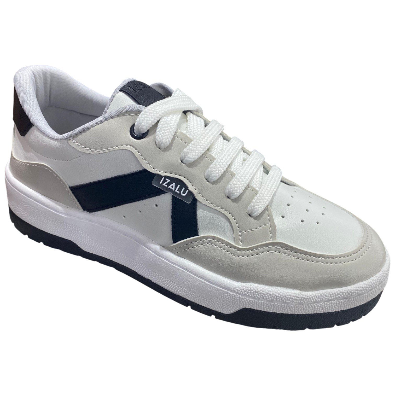 Tênis Casual Feminino Izalu Urbano Streetwear Confortável Branco/Preto 3