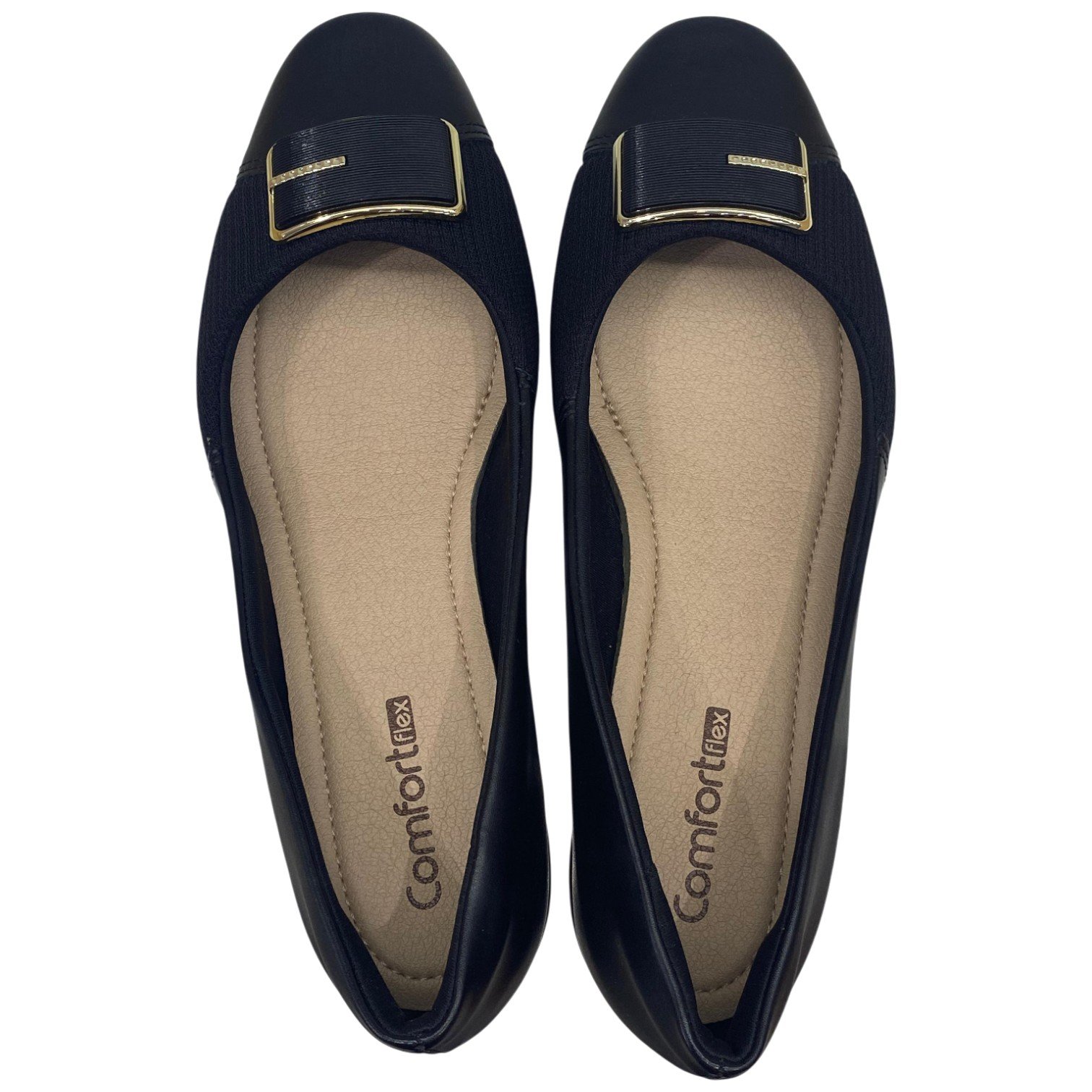Sapato Casual Feminino Comfortflex Salto Baixo Anabela Macio Preto 5