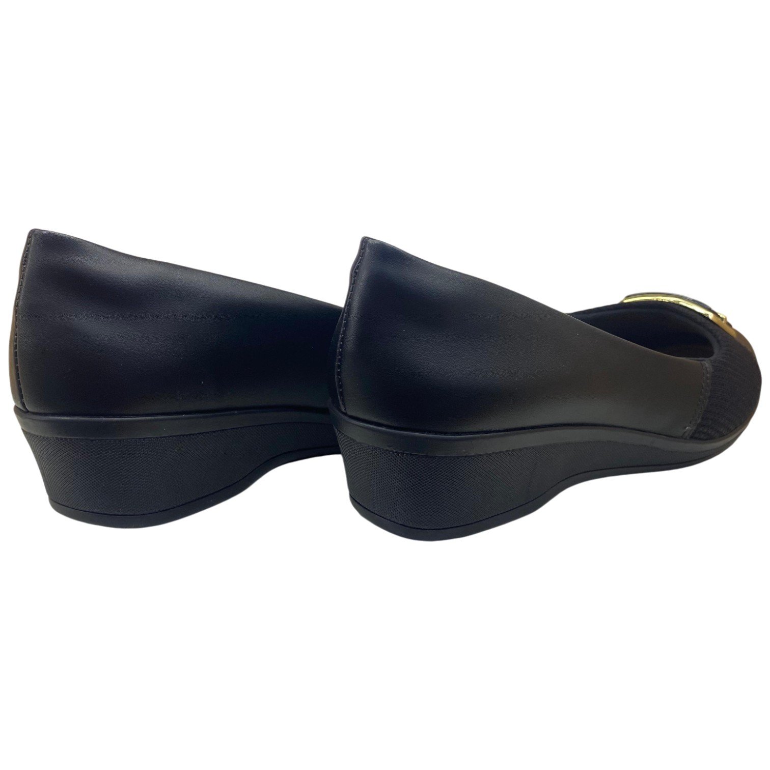 Sapato Casual Feminino Comfortflex Salto Baixo Anabela Macio Preto 6