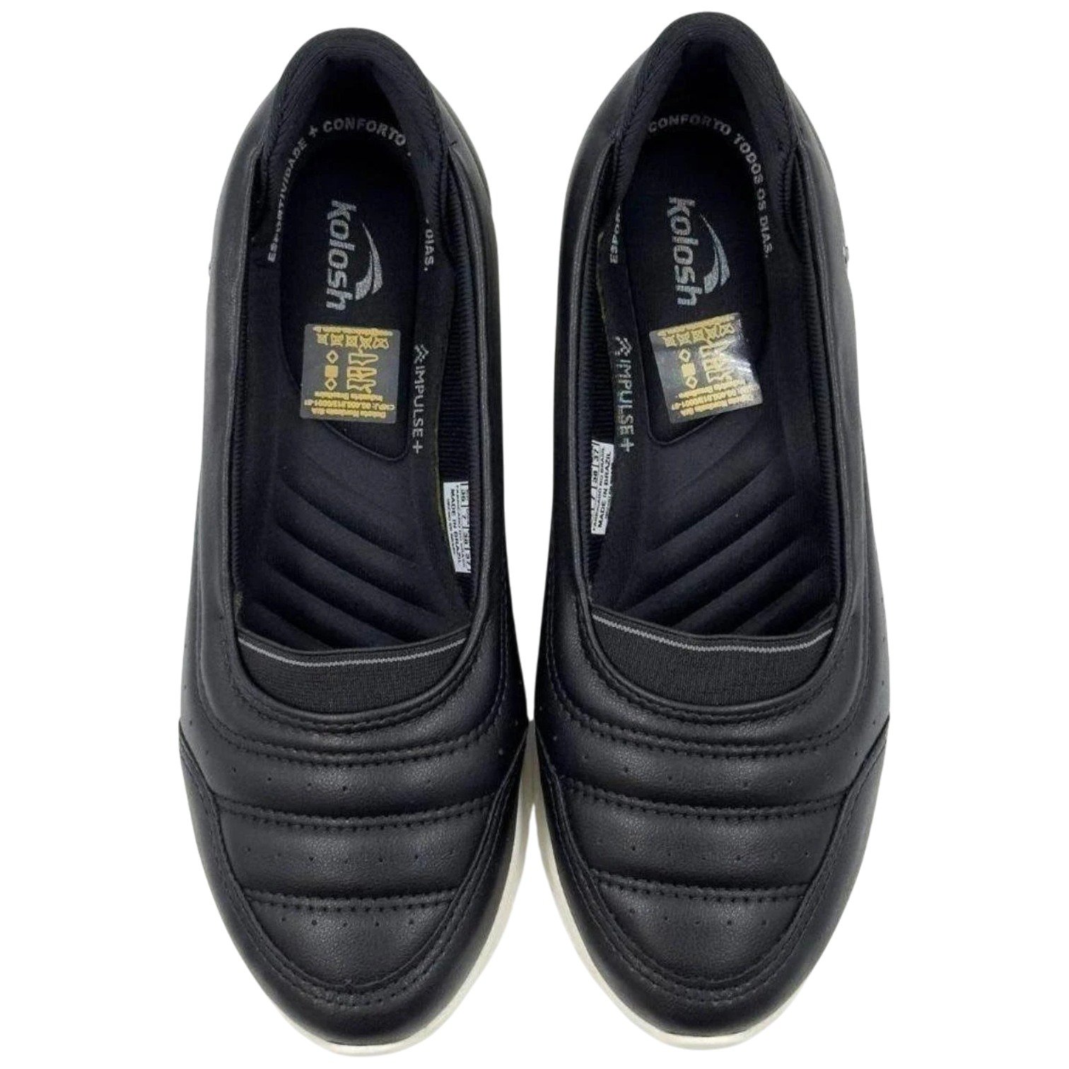 Tênis Casual Feminino Kolosh Sapatilha Calce Fácil Slip On Preto 3