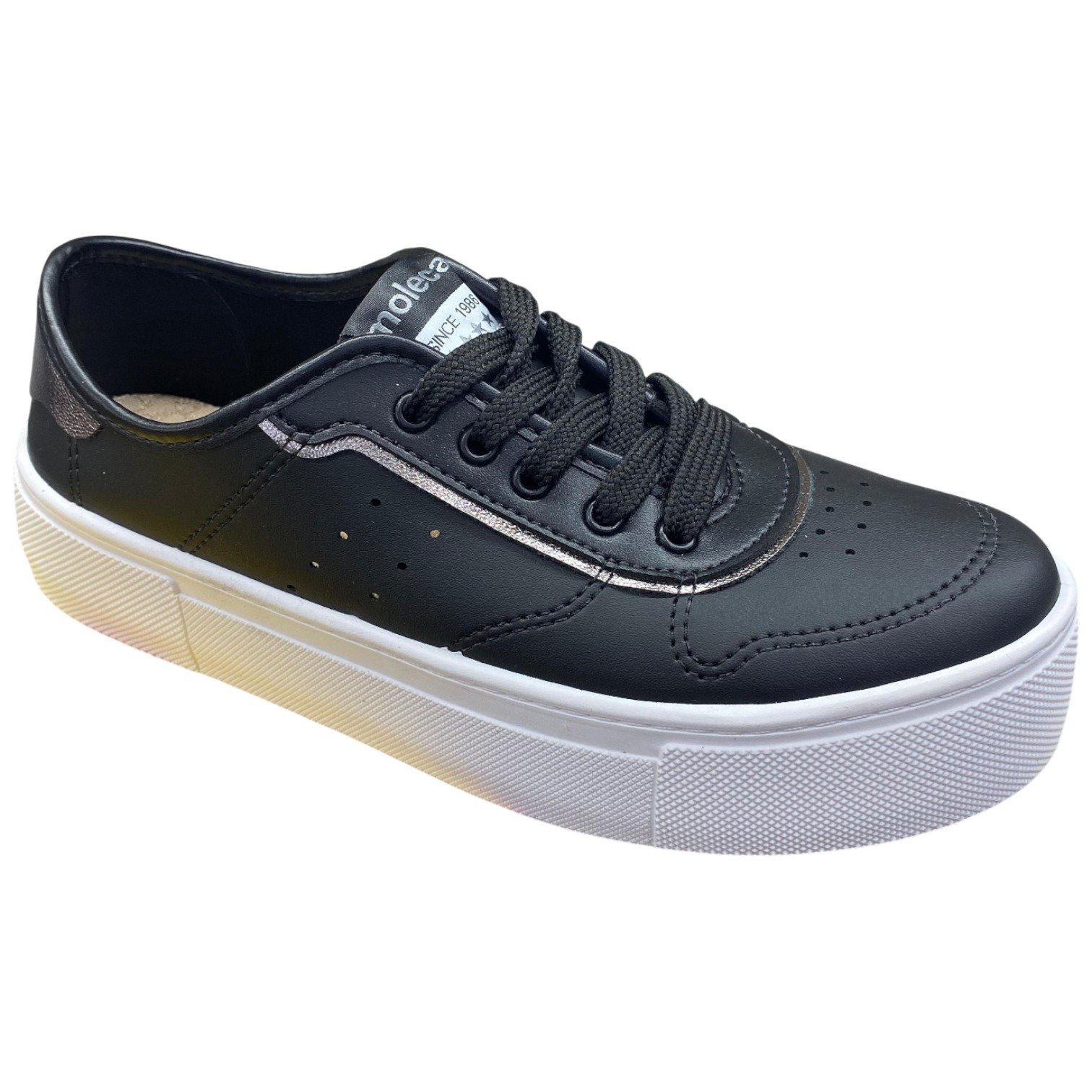 Tênis Casual Feminino Moleca Plataforma Confortável Preto 2