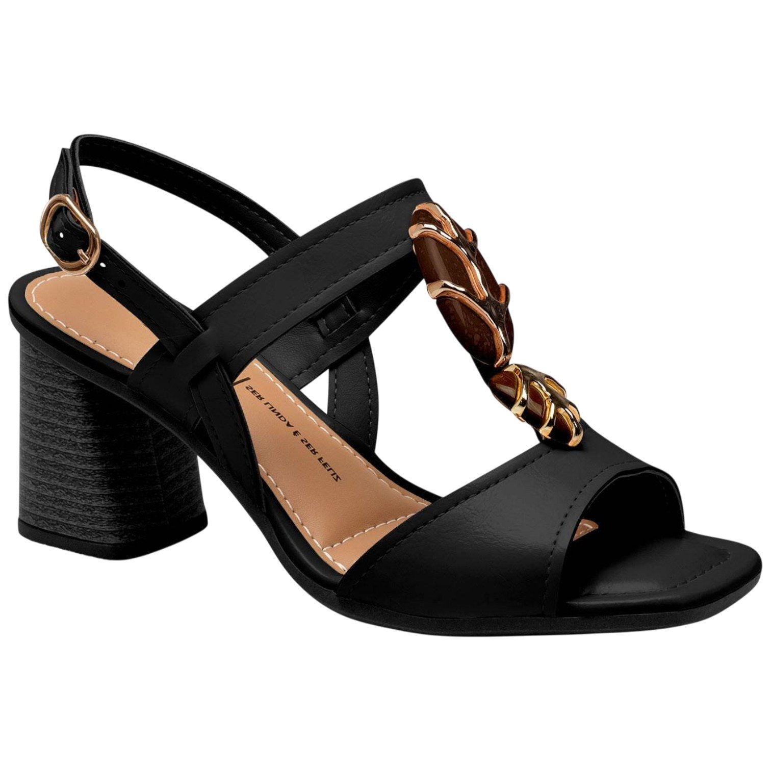 Sandália Casual Feminina Dakota De Salto Alto Bloco Pedras