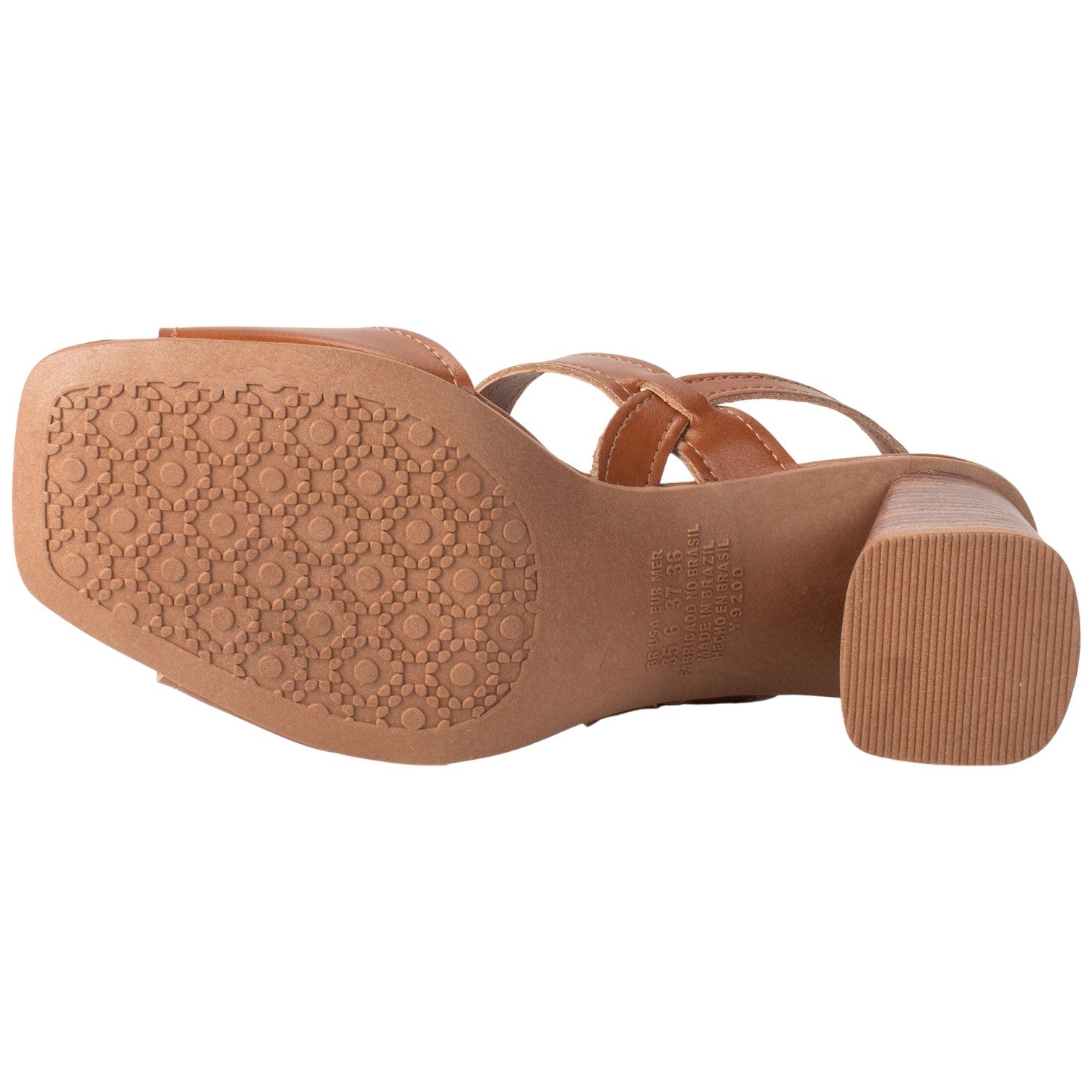 Sandália Casual Feminina Dakota De Salto Alto Bloco Pedras Marrom 4
