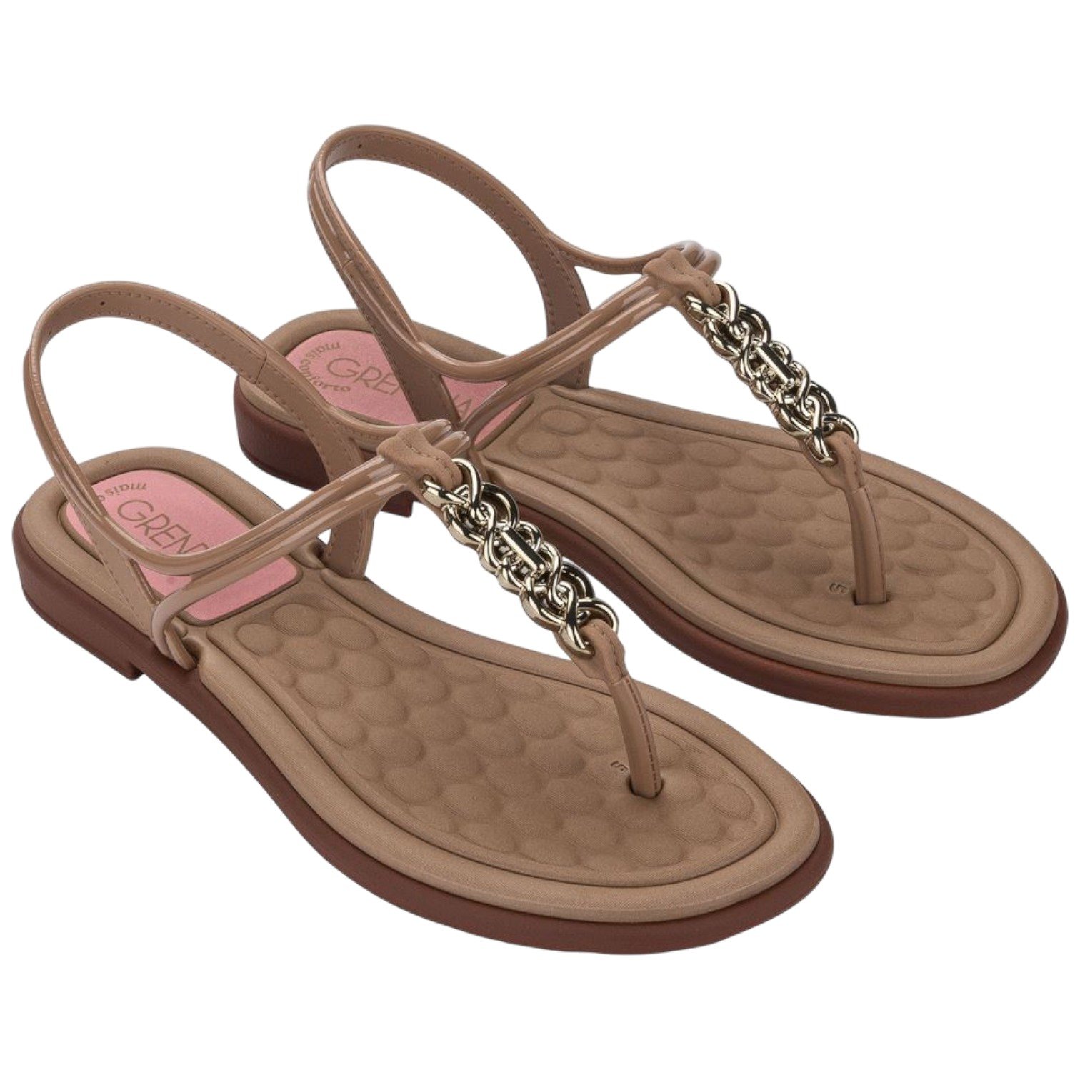 Sandália Rasteira Feminina Grendha Encanto Mais Conforto Nude 2