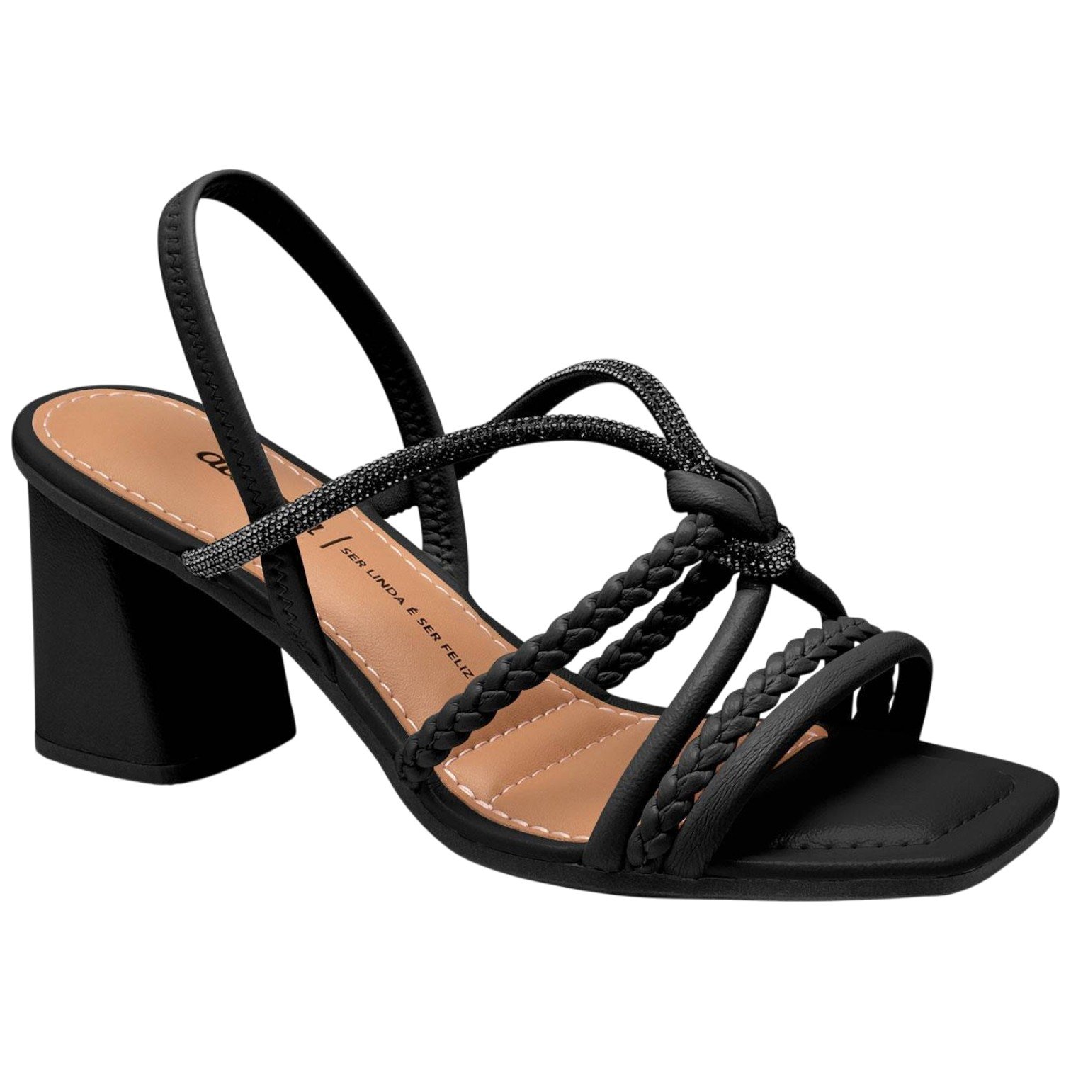 Sandália Casual Feminina Dakota Salto Alto Bloco Com Brilho