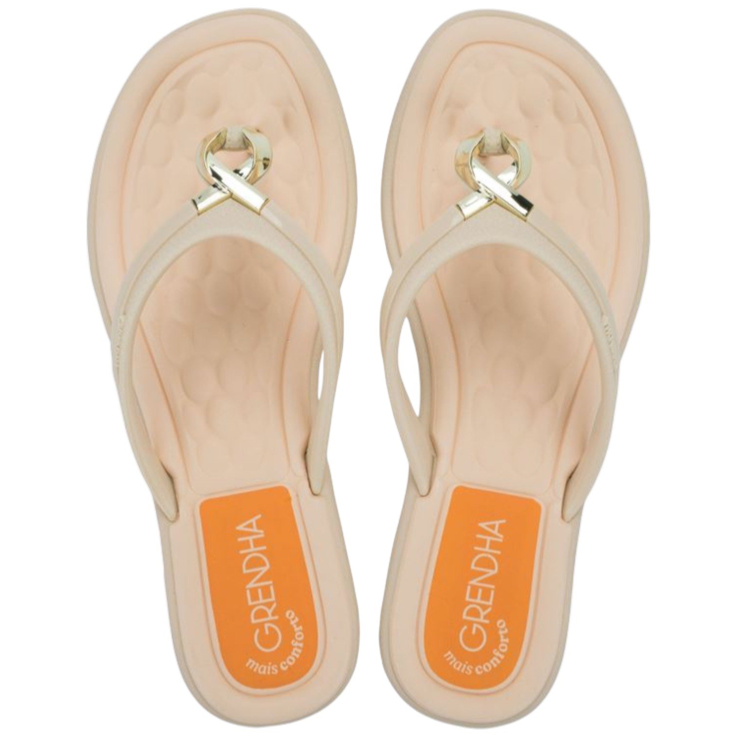 Sandália Rasteira Feminina Grendha Mais Conforto Enlaços Bege 2