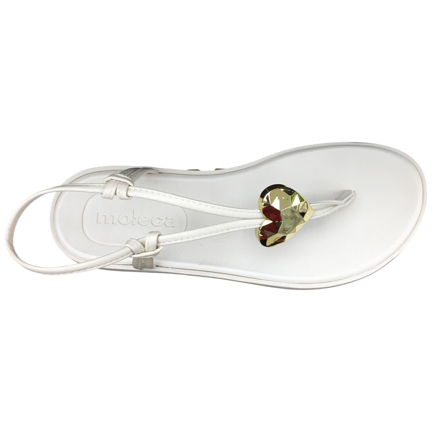 Sandália Casual Feminina Moleca Conforto Com Aplique Coração Branco 4