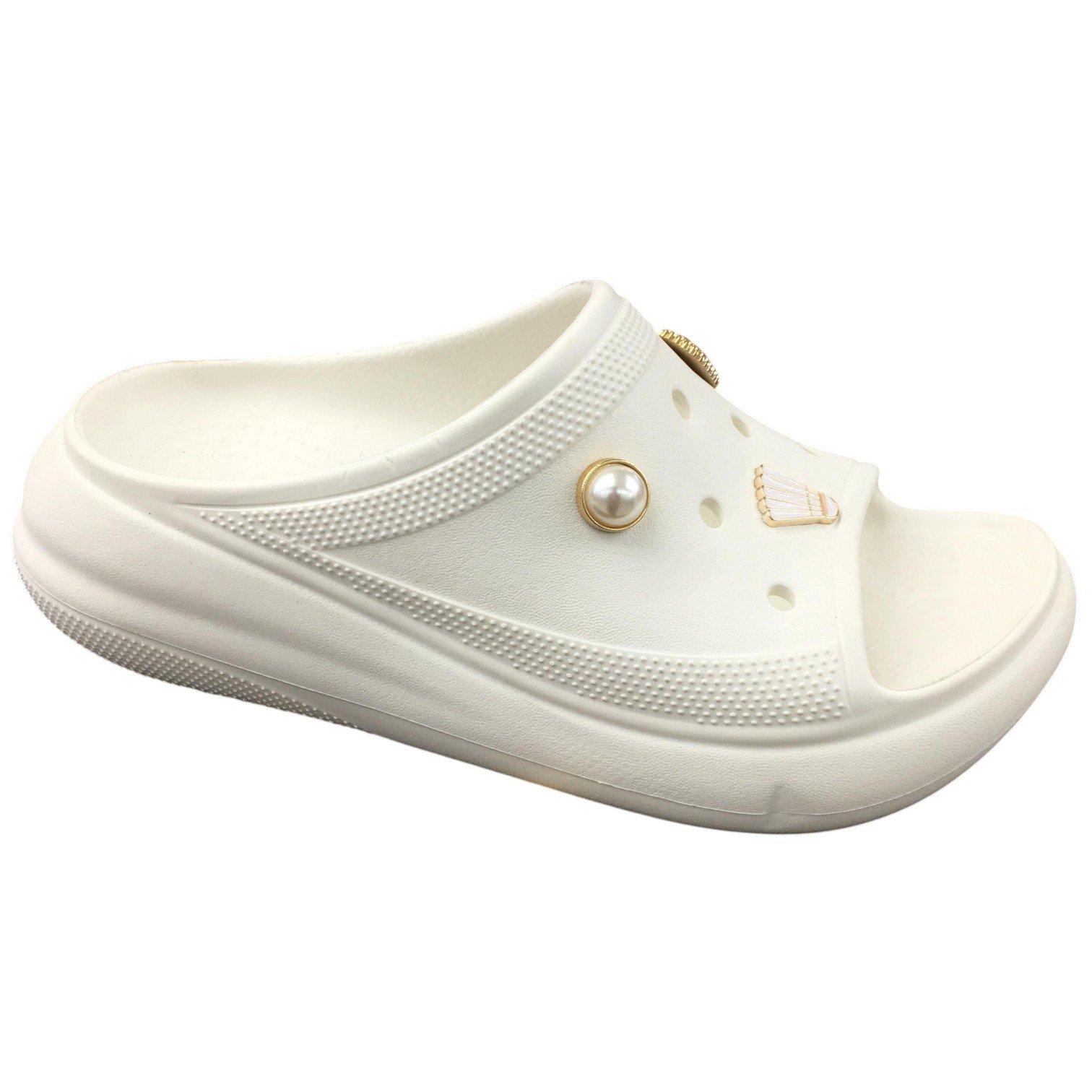 Sandália Chinelo Nuvem Feminino Slide Com Apliques Scaleno Branco 2