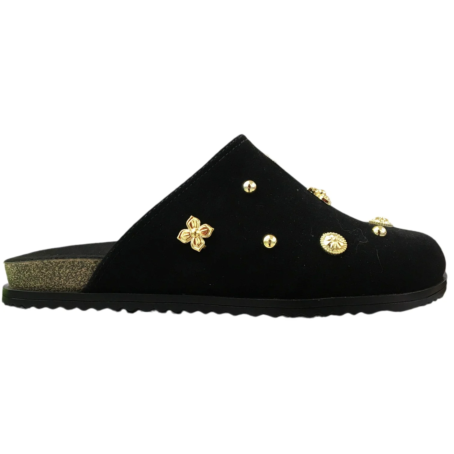Mule Casual Feminino Moleca Camurça Com Apliques Confortável