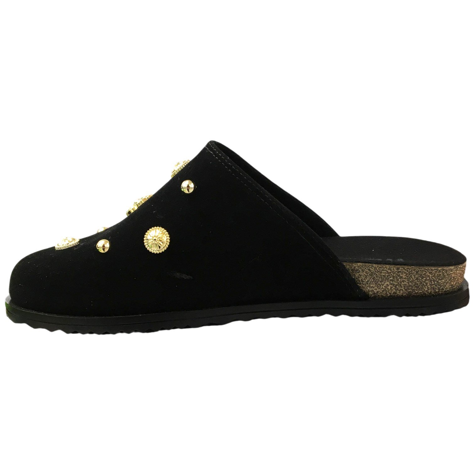 Mule Casual Feminino Moleca Camurça Com Apliques Confortável Preto 3