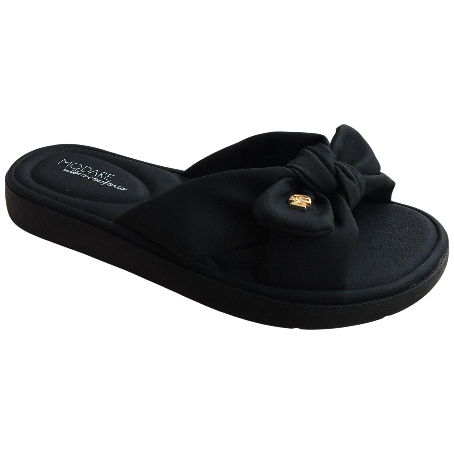 Sandália Chinelo Slide Feminino Modare Ultraconforto Laço Preto 2