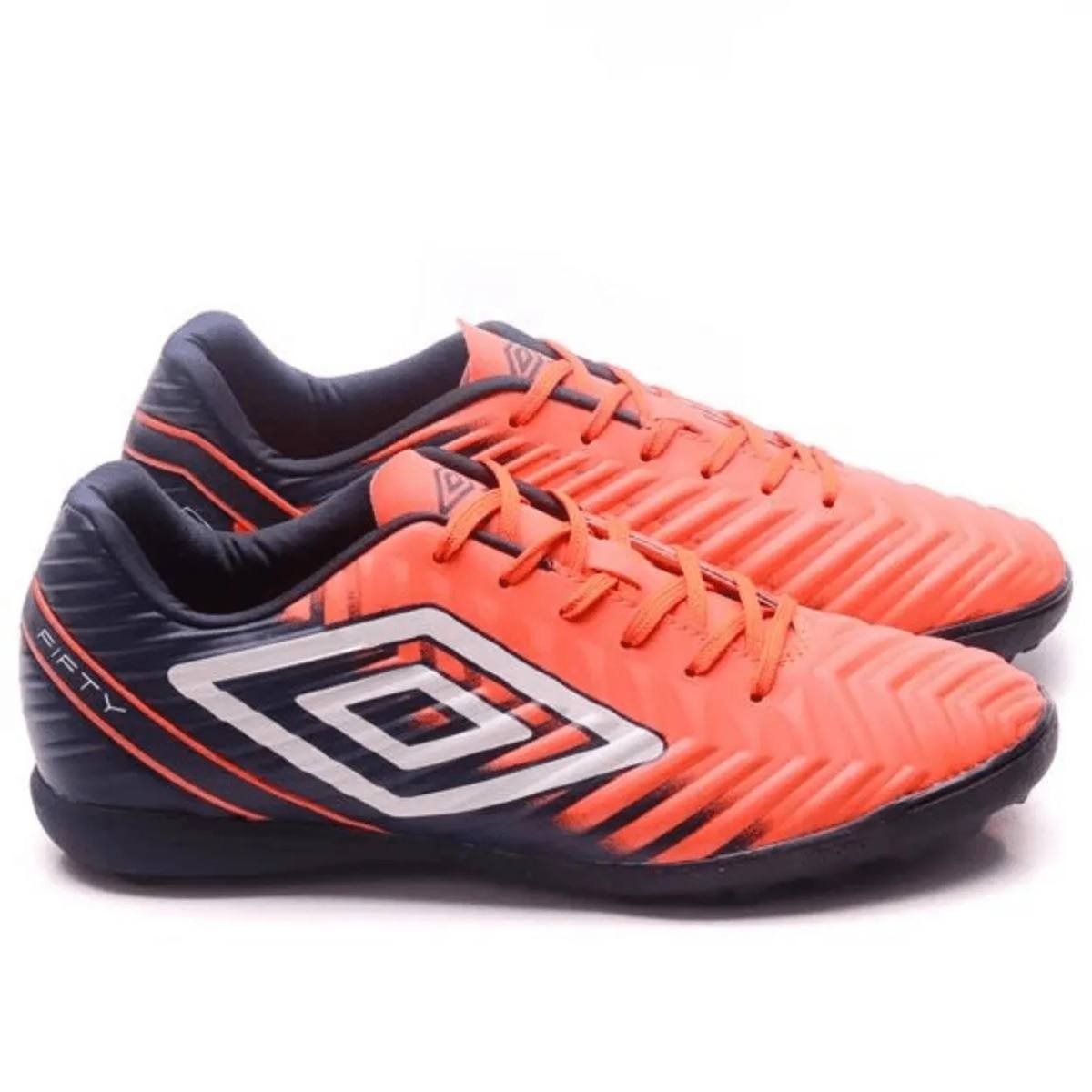 Chuteira Society Umbro Fifty v2023 Masculino Marinho/Laranja 3