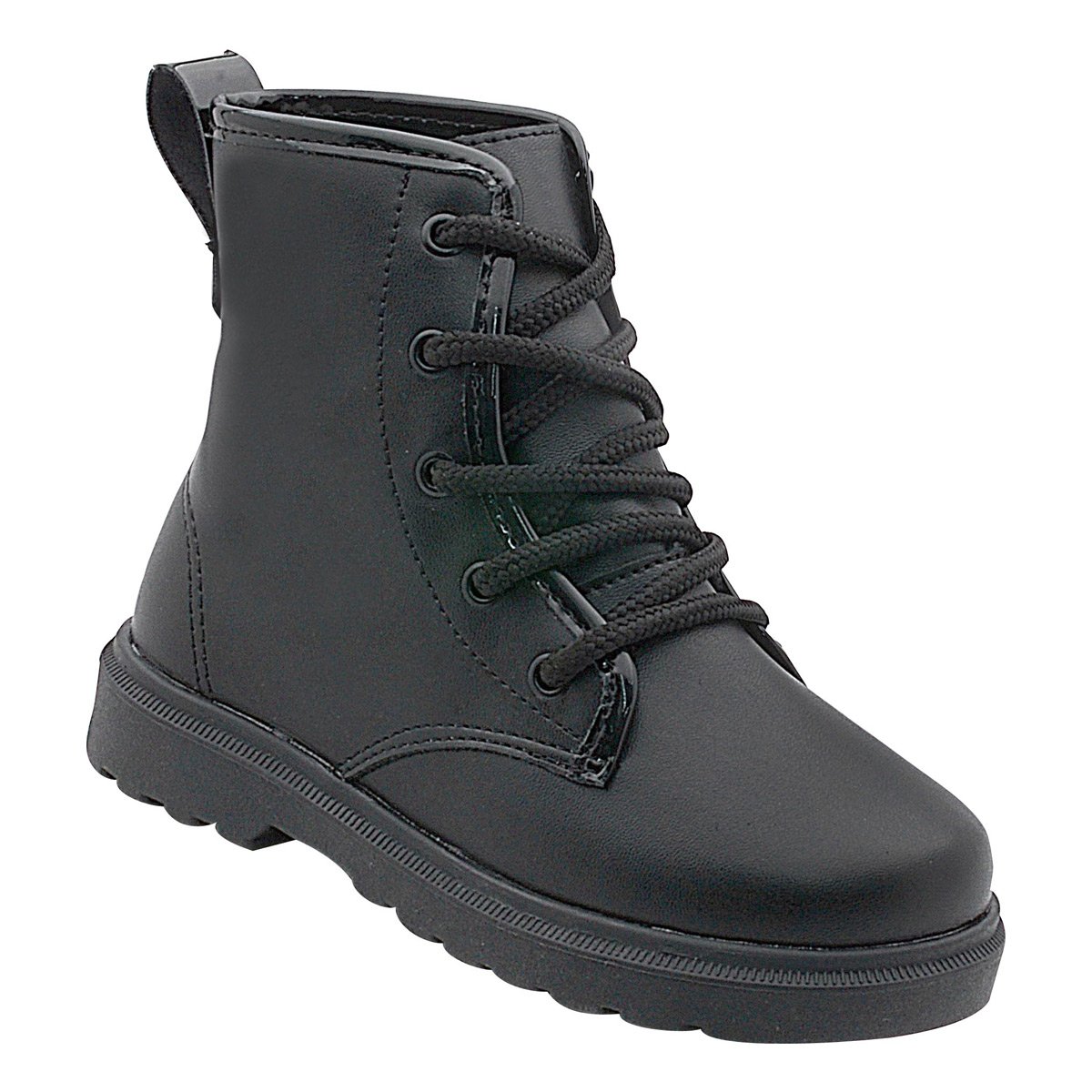 Bota Infantil Coturno Preta Cano Curto Com Cadarco Preto 1